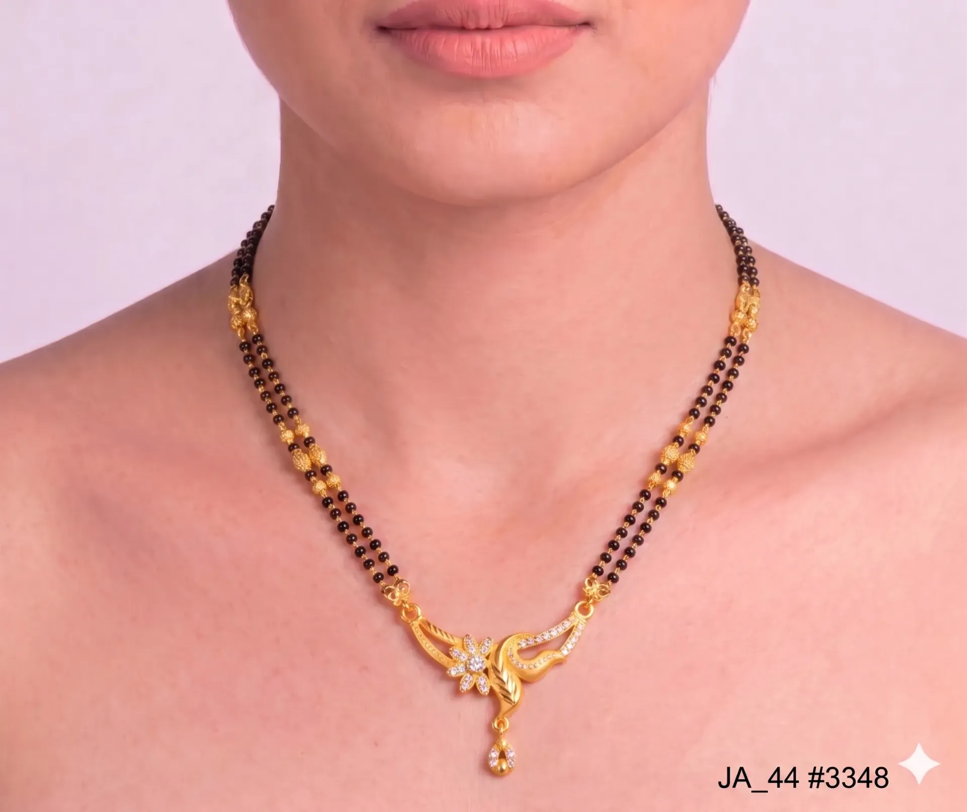 1 Gram Gold Plated Short Mangalsutra Necklace DN-3348