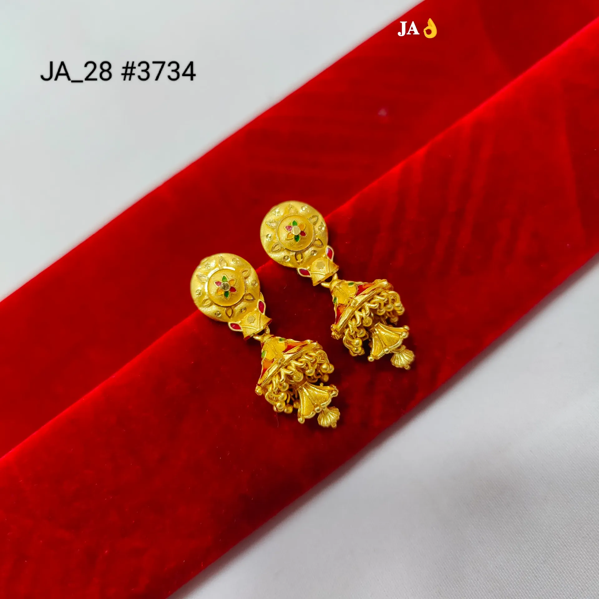 Premium Gold Tone Traditional Floral Jhumka Earrings DN-3734