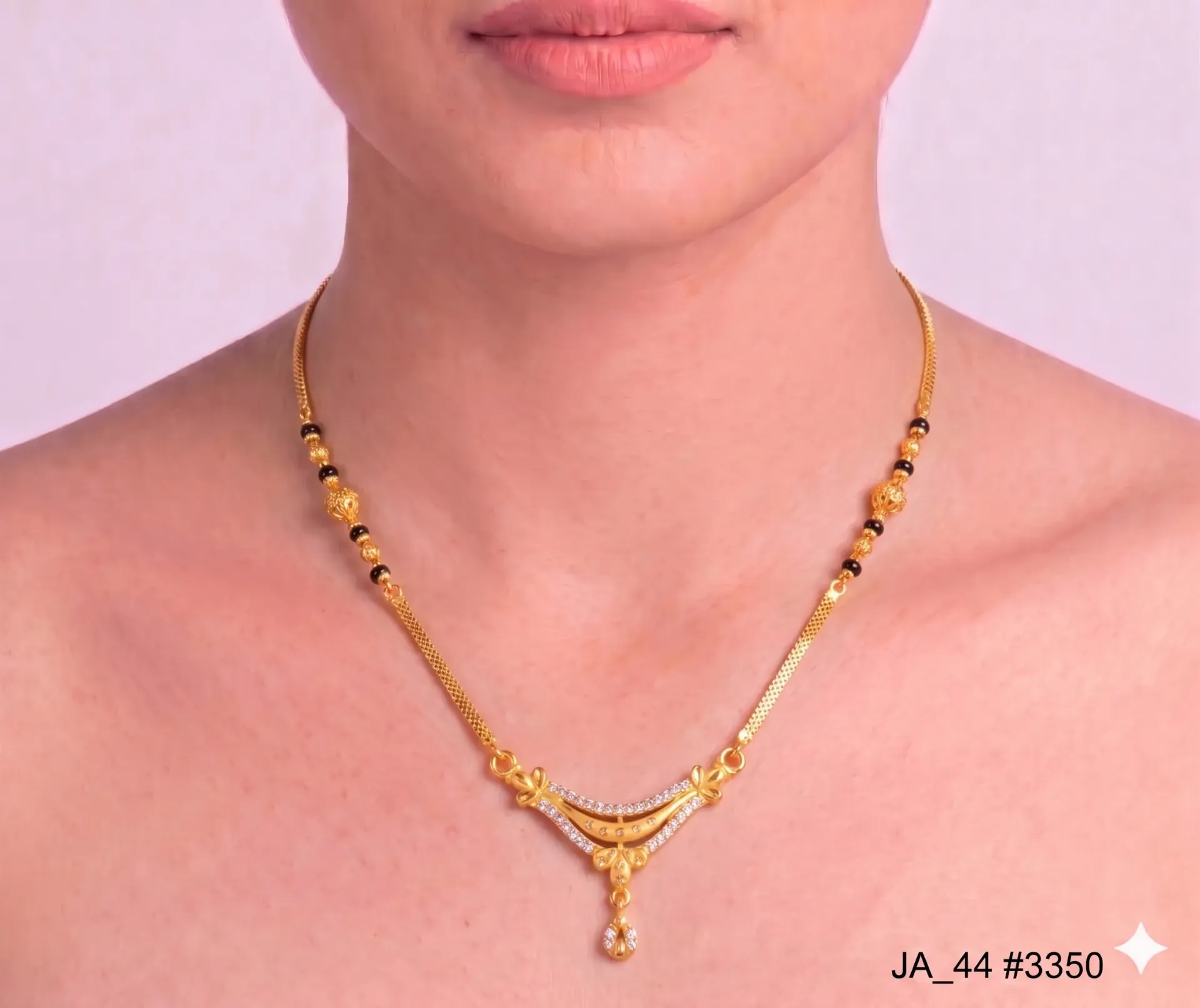 1 Gram Gold Plated Short Mangalsutra Necklace DN-3350