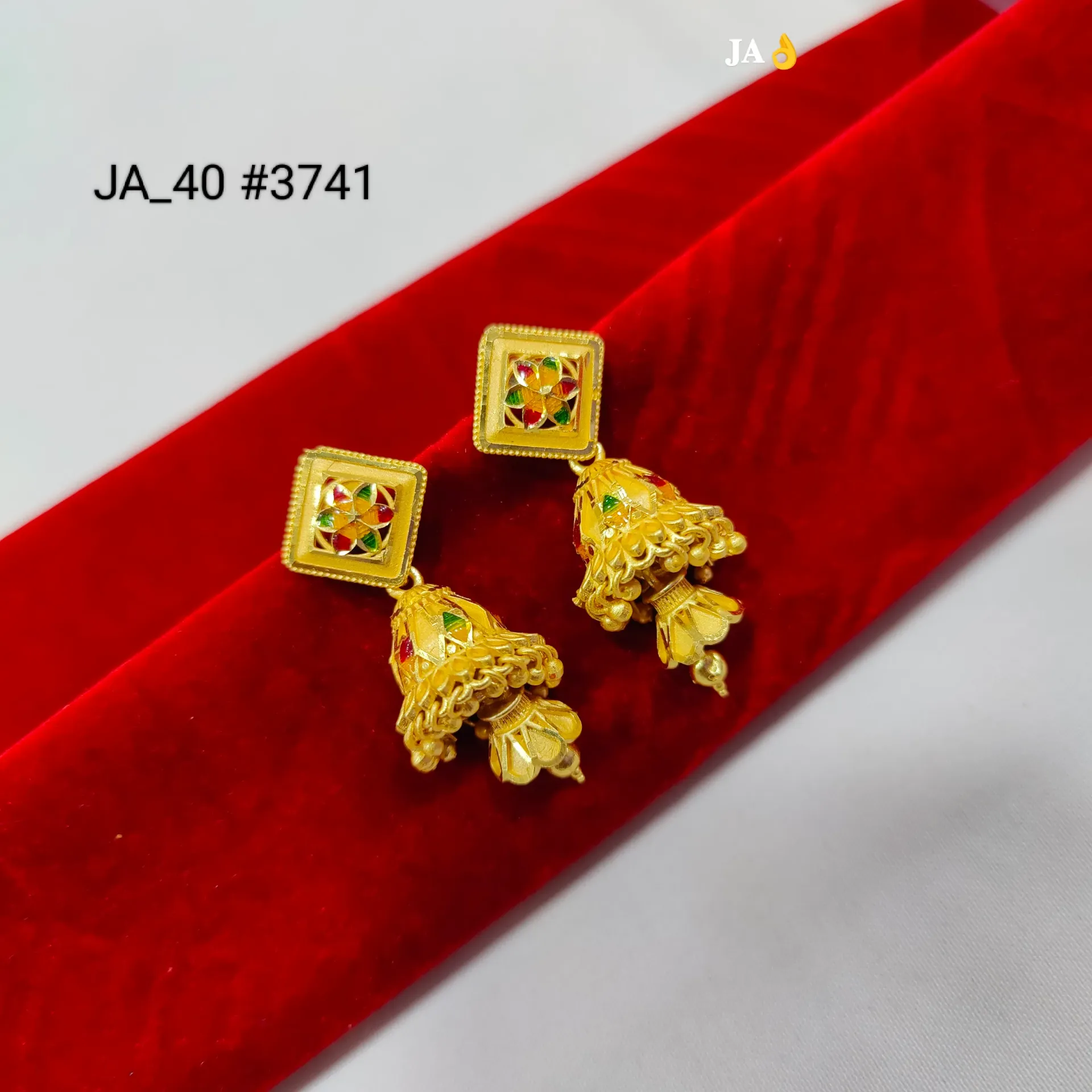 Gold Tone Floral Jhumka Earrings  DN-3741