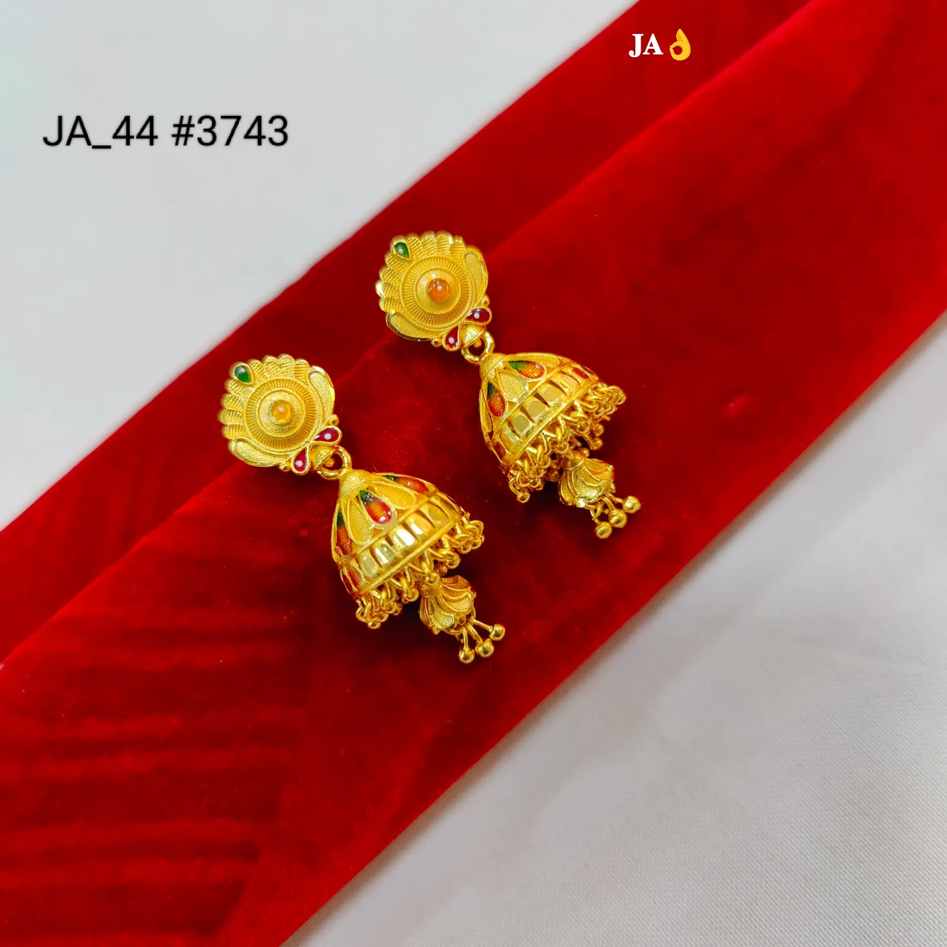 Gold Tone Traditional Jhumka Earrings  DN-3743