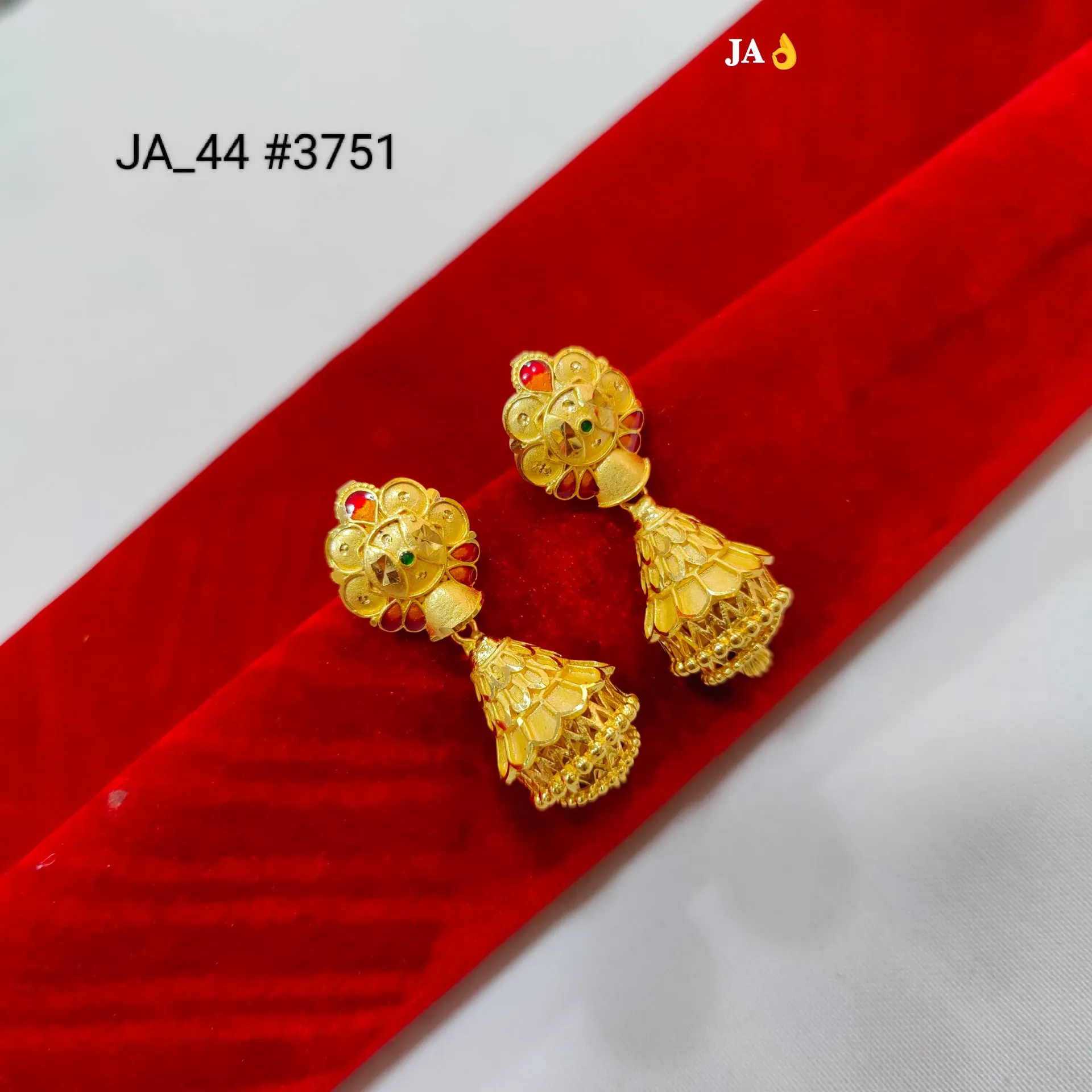 Gold Tone Floral Designer Jhumka Earrings  DN-3751
