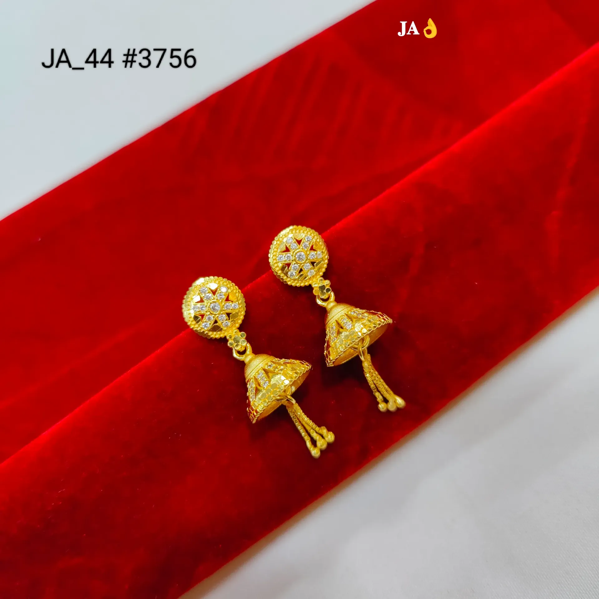 Premium Gold Tone CZ Designer Jhumka Earrings DN-3756