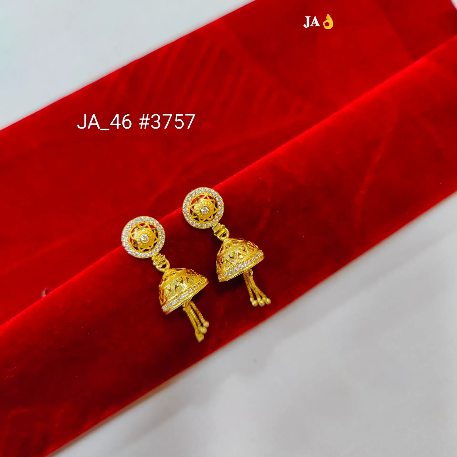 Premium Gold Tone CZ Halo Jhumka Earrings DN-3757