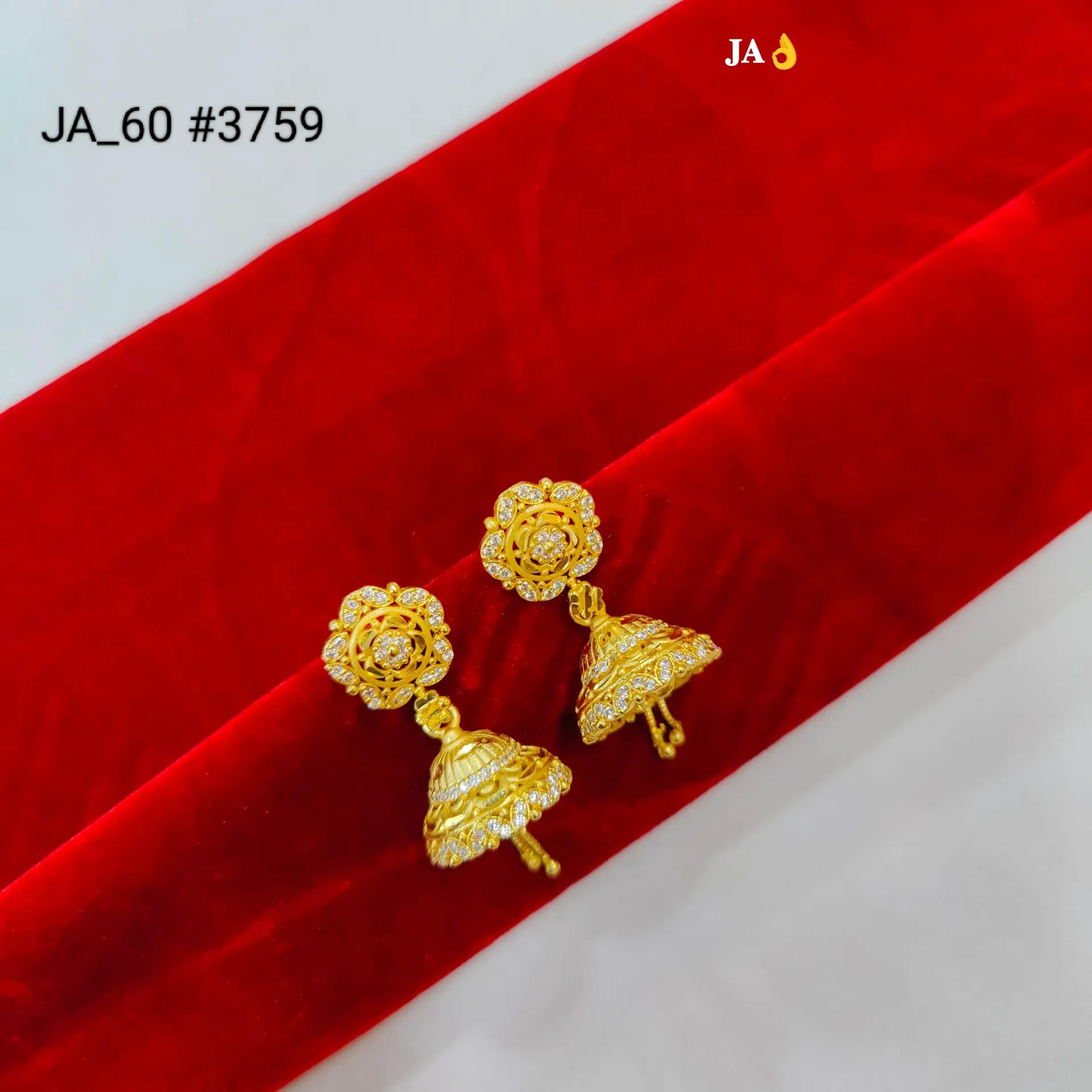 Premium Gold Tone CZ Floral Jhumka Earrings DN-3759