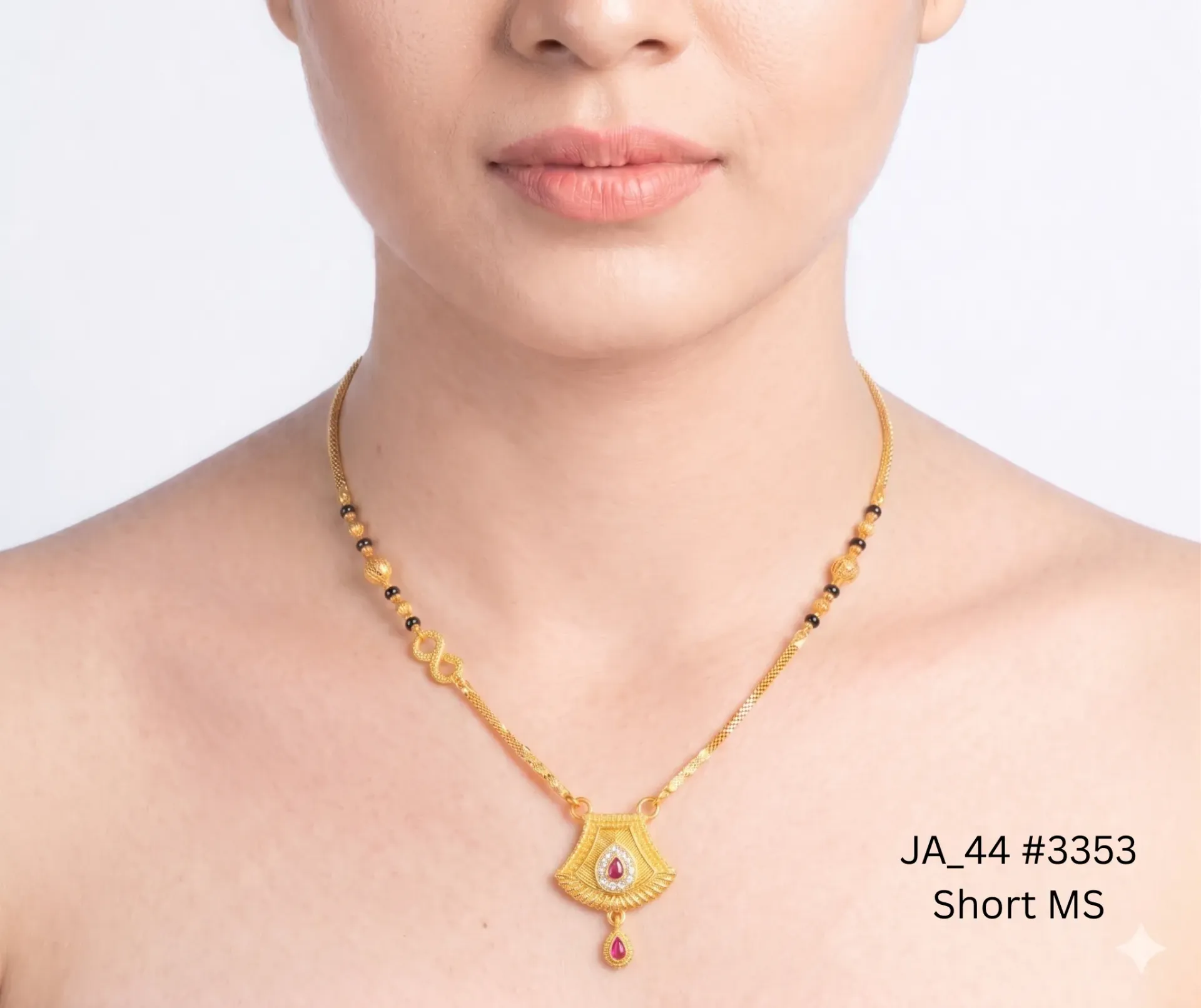 1 Gram Gold Plated Short Mangalsutra DN-3353