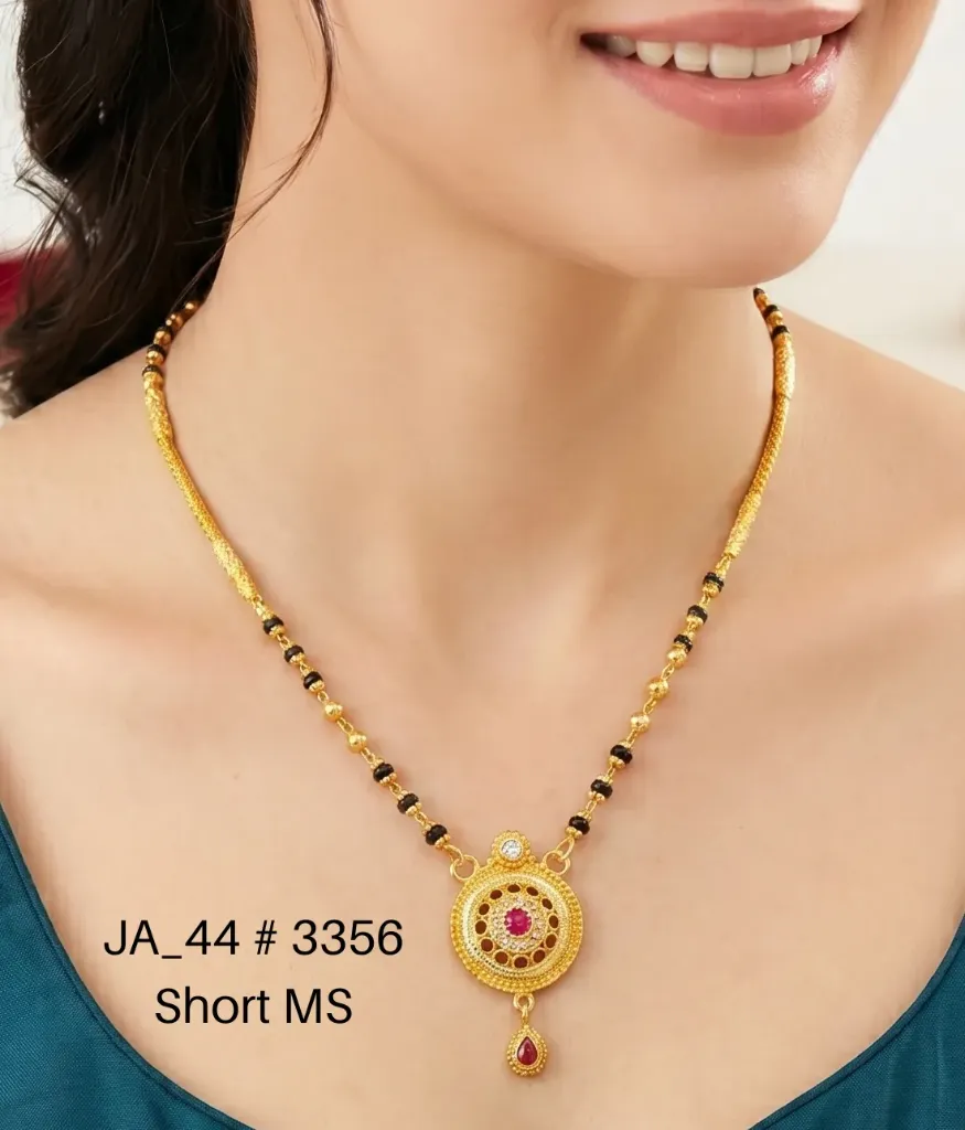 1 Gram Gold Plated Short Mangalsutra Necklace DN-3356