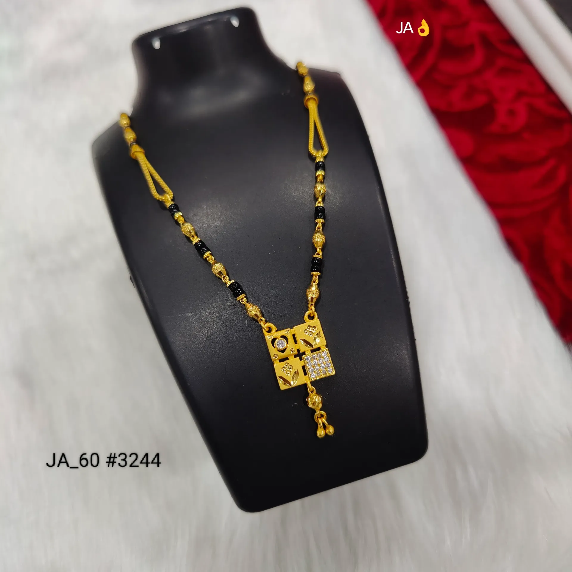 Gold Tone Short Mangalsutra Modern Square CZ DN-3244