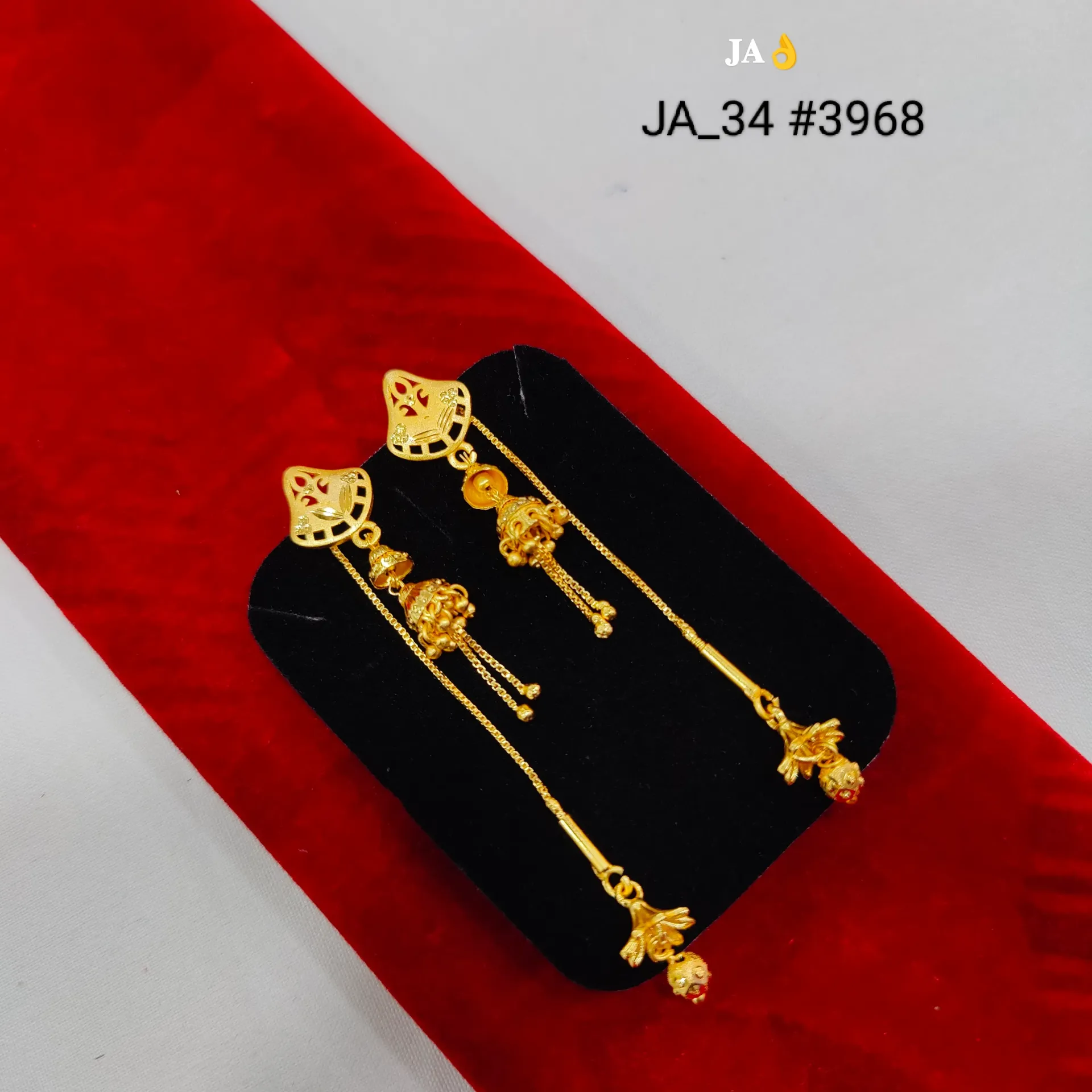 Gold Tone Floral Threader Chain Earrings DN-3968