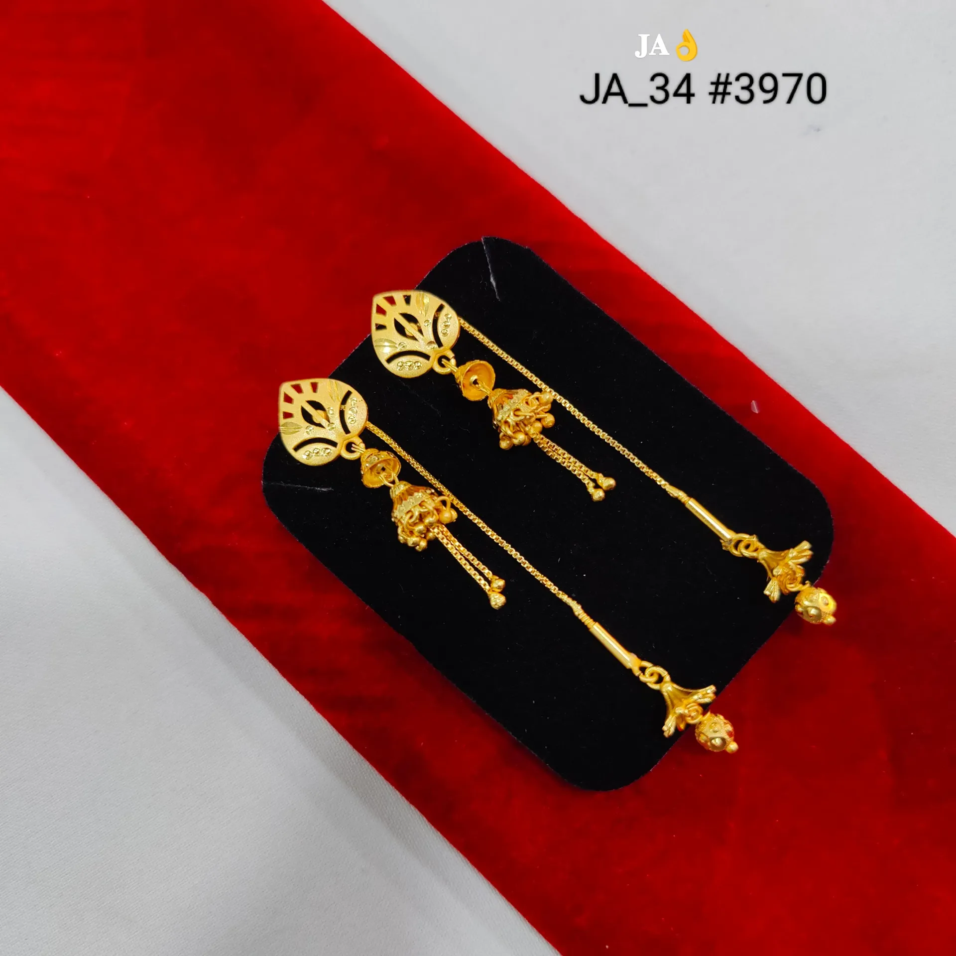 Gold Tone Leaf Threader Chain Earrings DN-3970
