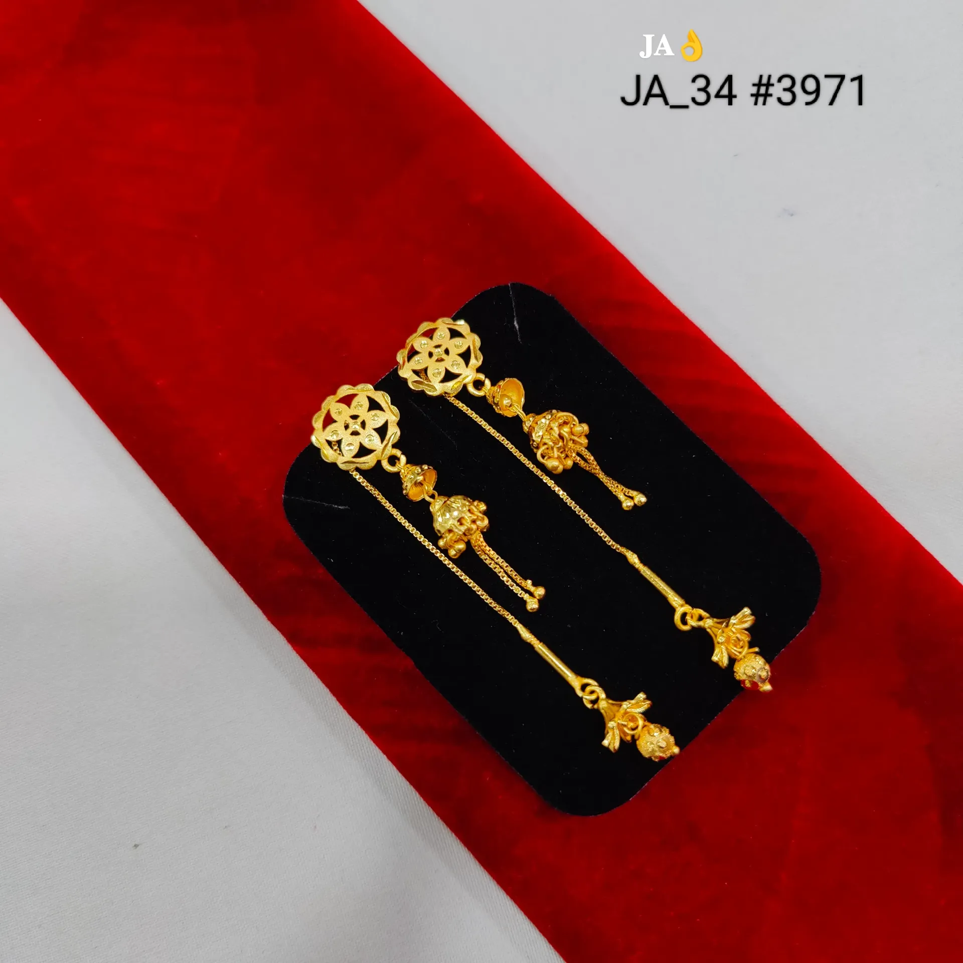 Gold Tone Floral Threader Chain Earrings DN-3971