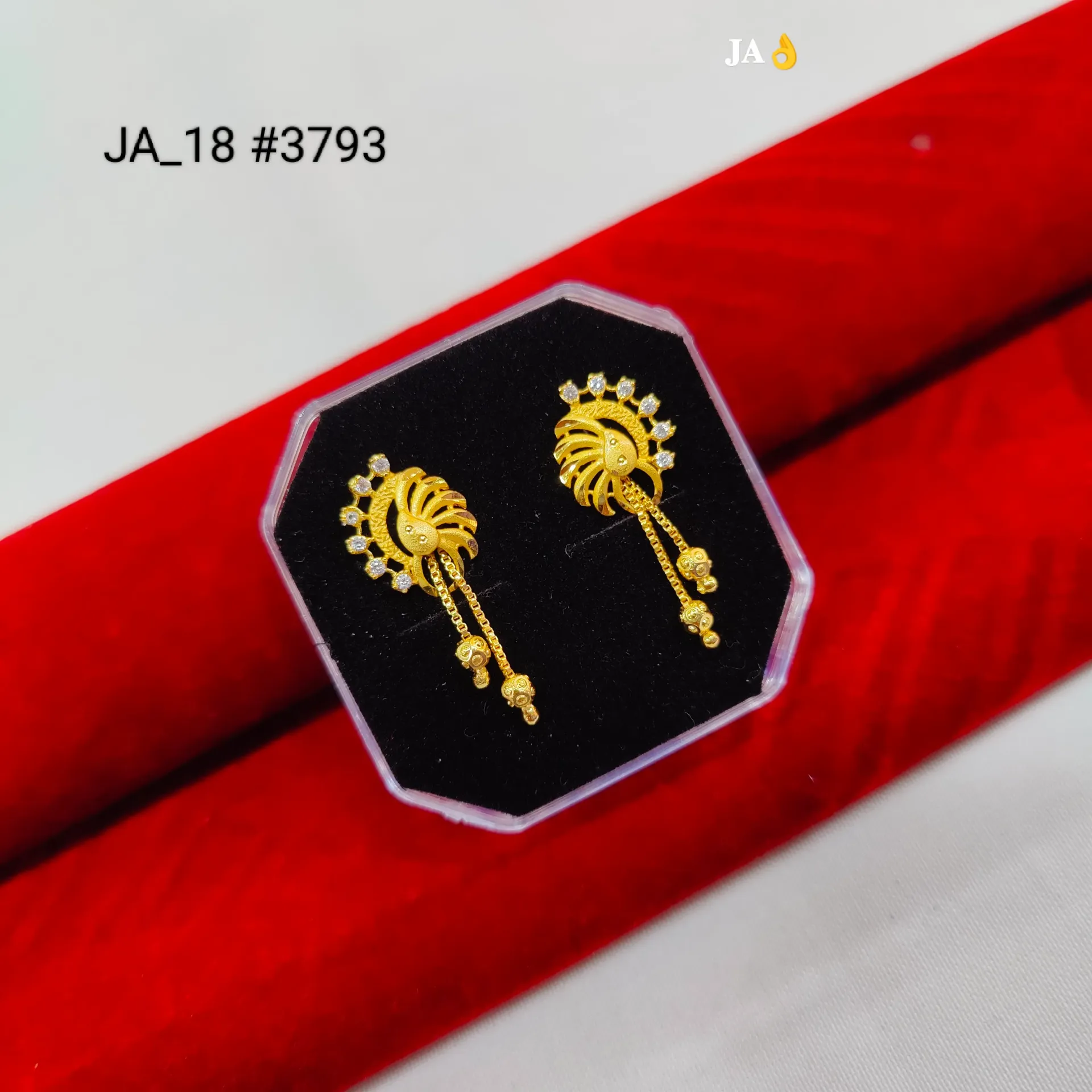Gold Tone CZ Peacock Stud Earrings DN-3793