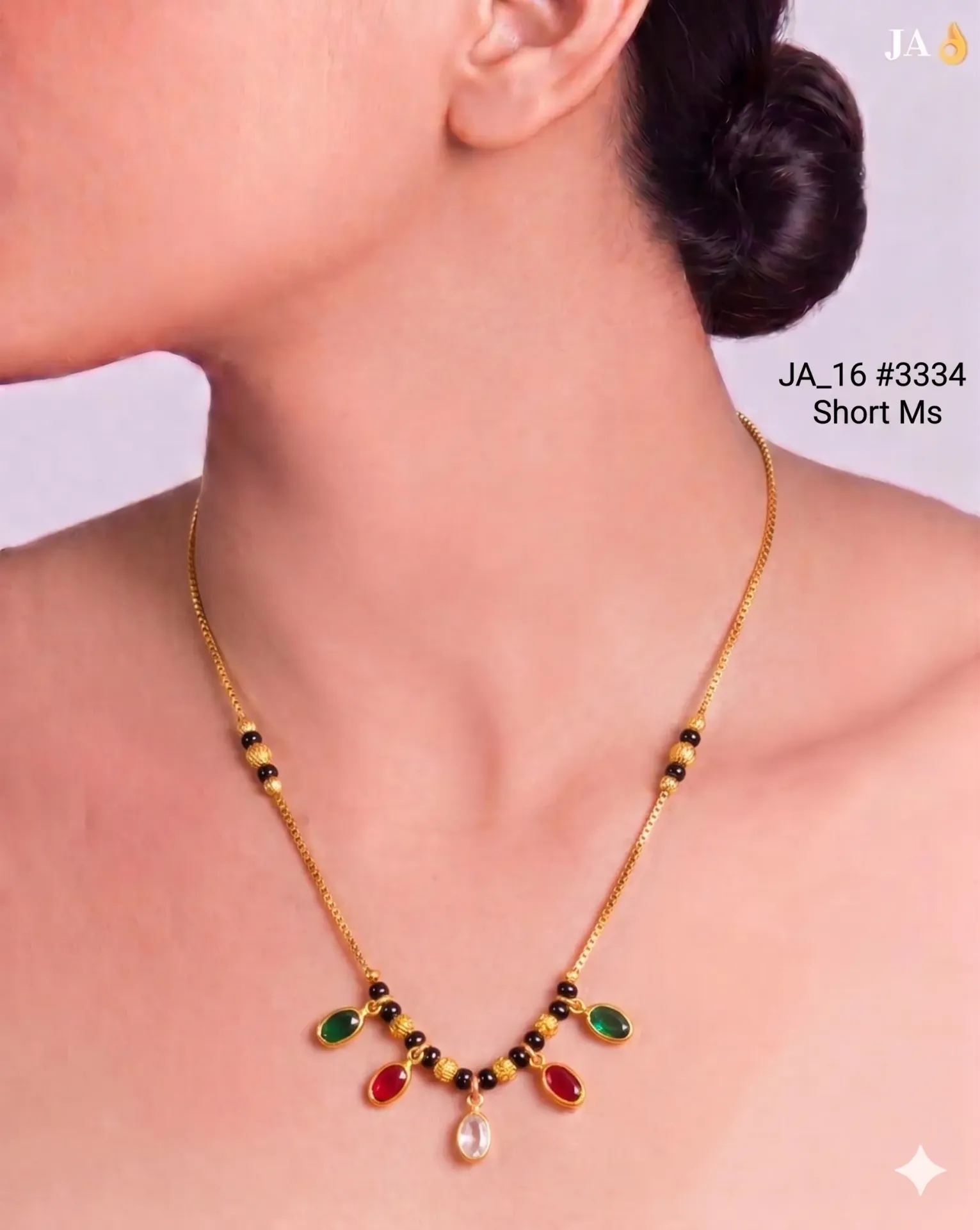 1 Gram Gold Plated Short Mangalsutra DN-3332
