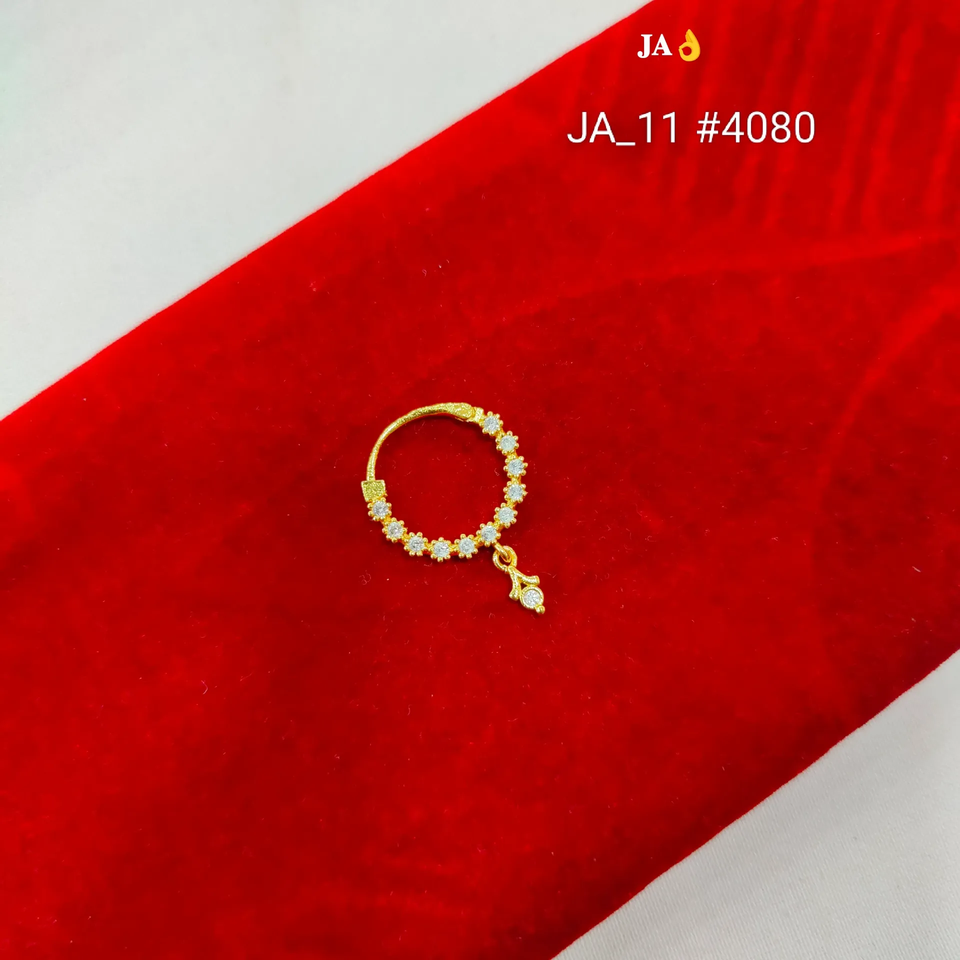 Gold Tone CZ Hoop Nose Pin DN-4080