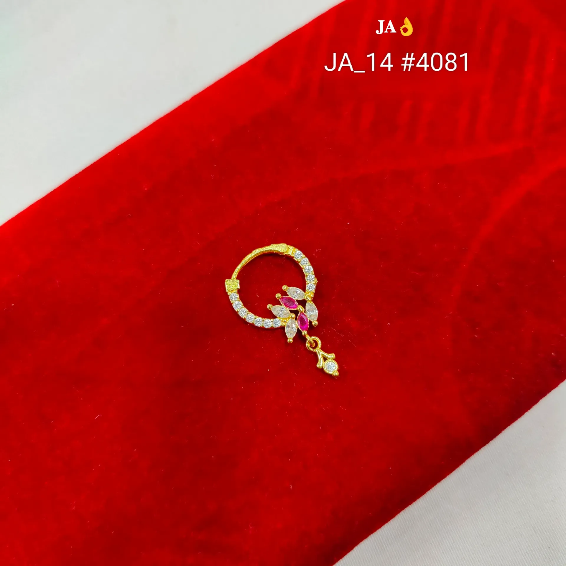 Gold Tone CZ Floral Hoop Nose Pin  DN-4081