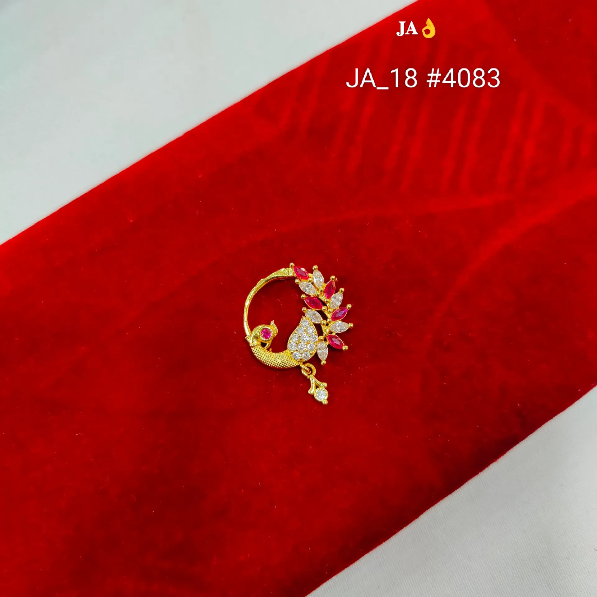 Gold Tone Peacock Designer CZ Nose Pin DN-4083