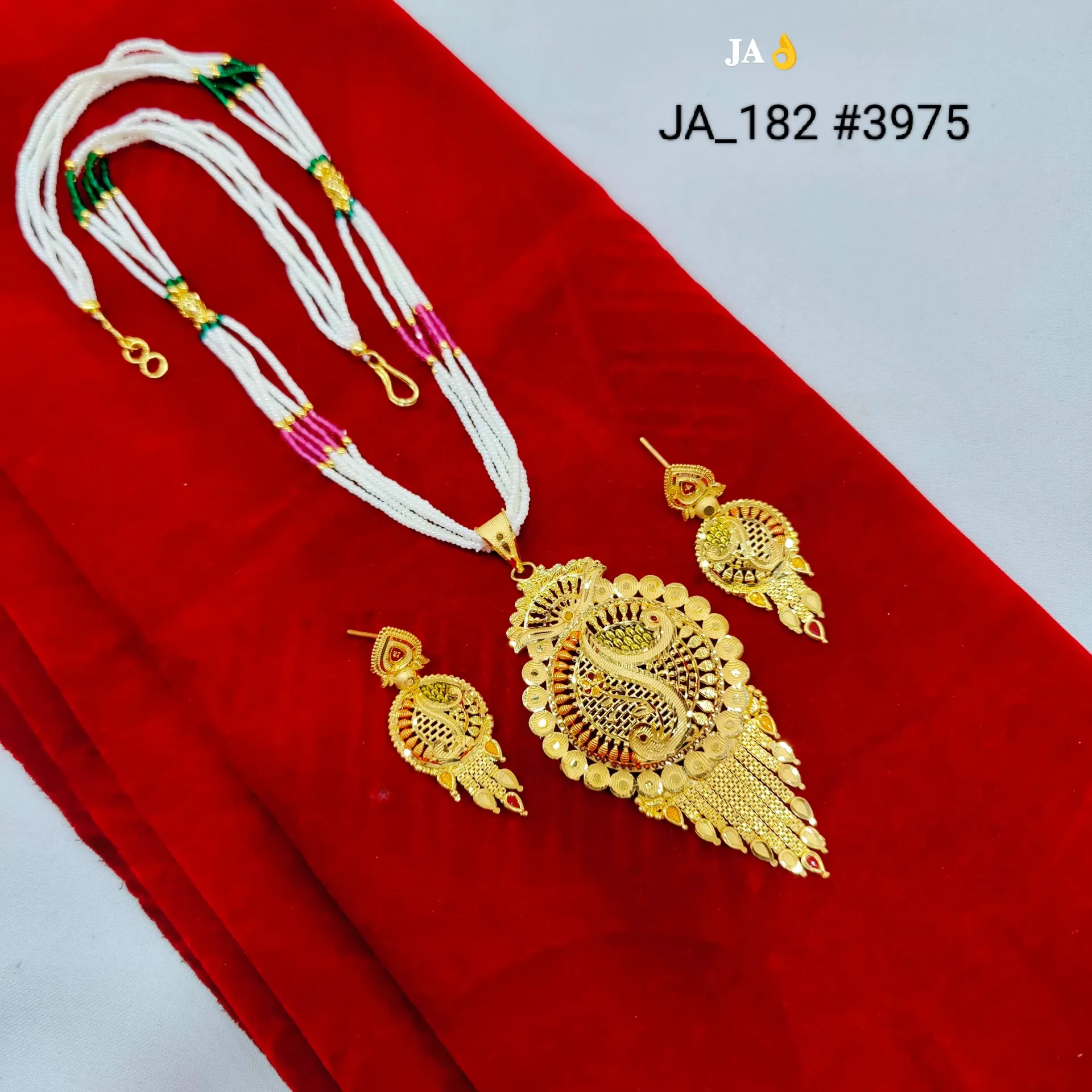 Gold Tone Peacock Designer Pendant Necklace Set for Women DN-3975