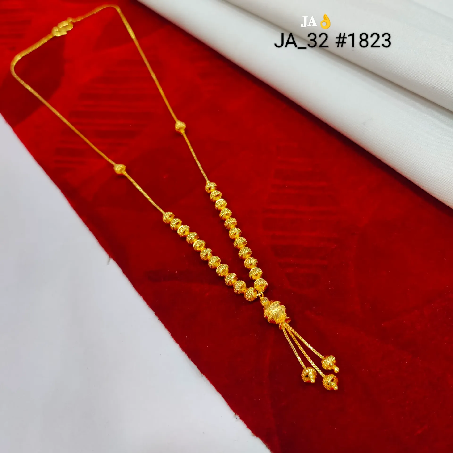 Women's 1 Gram Gold Plated Beaded Tassel Long Necklace – DN-1823