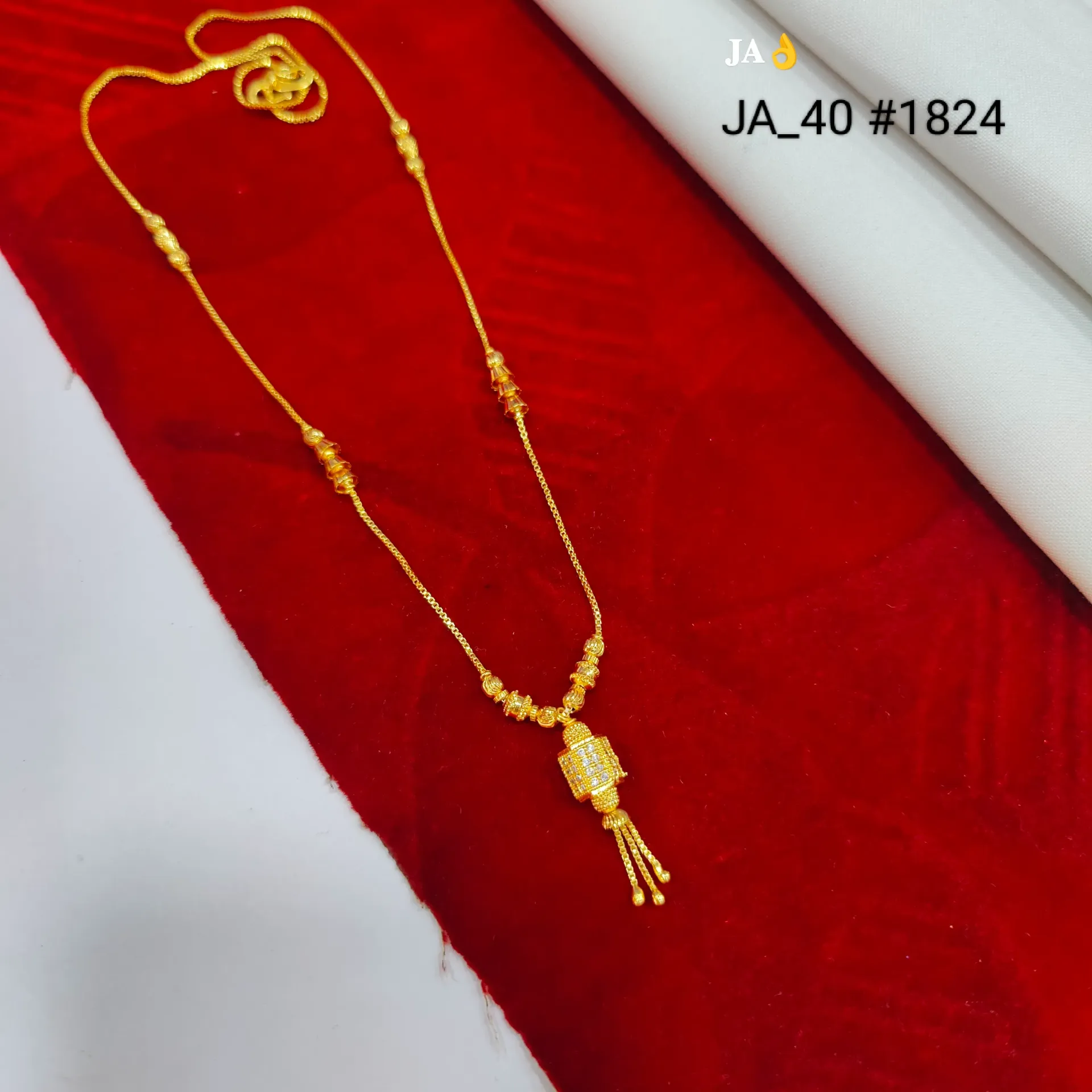 Women's 1 Gram Gold Plated Designer Pendant Long Necklace – DN-1824