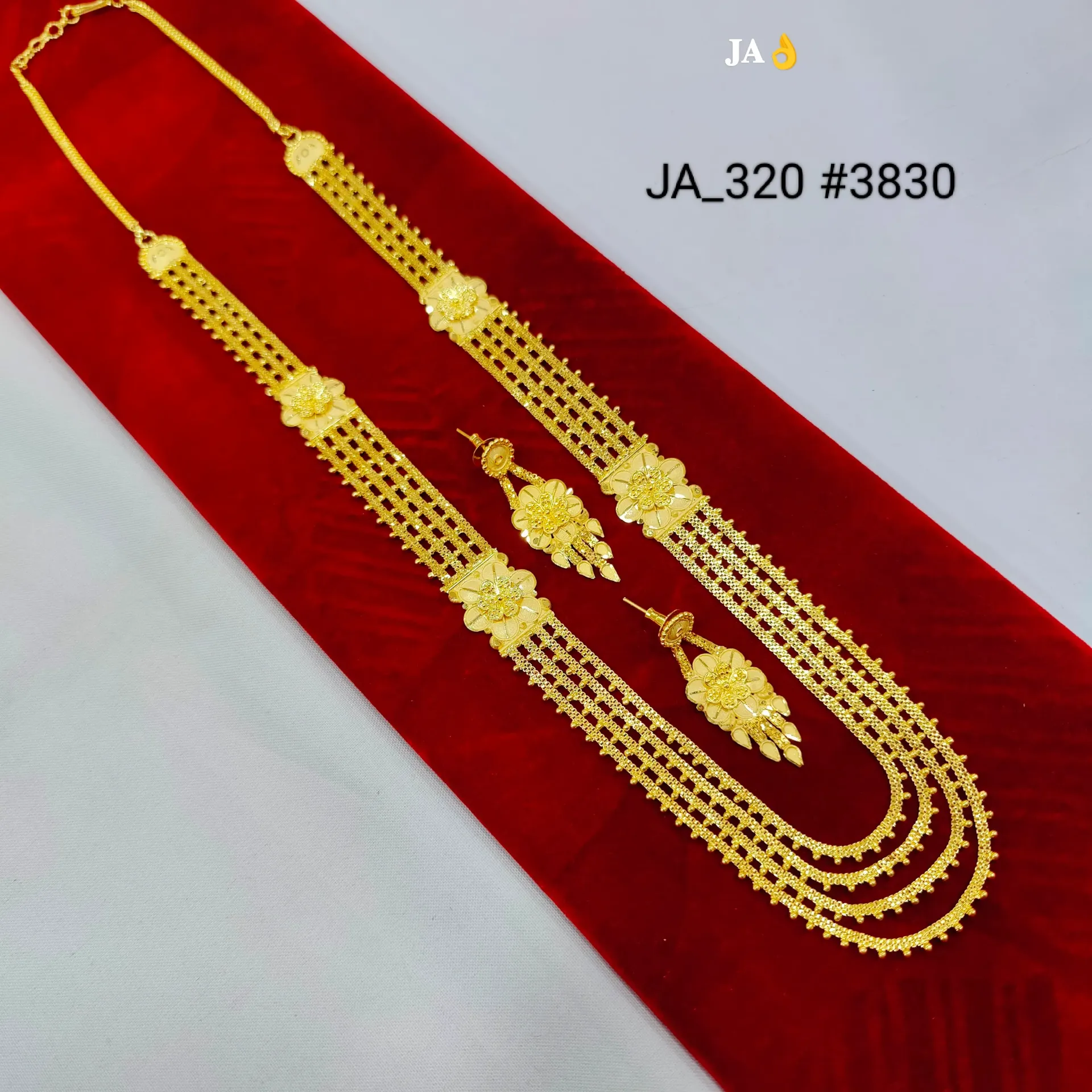 Gold Tone Traditional Layered Long Necklace Set for Women DN-3830