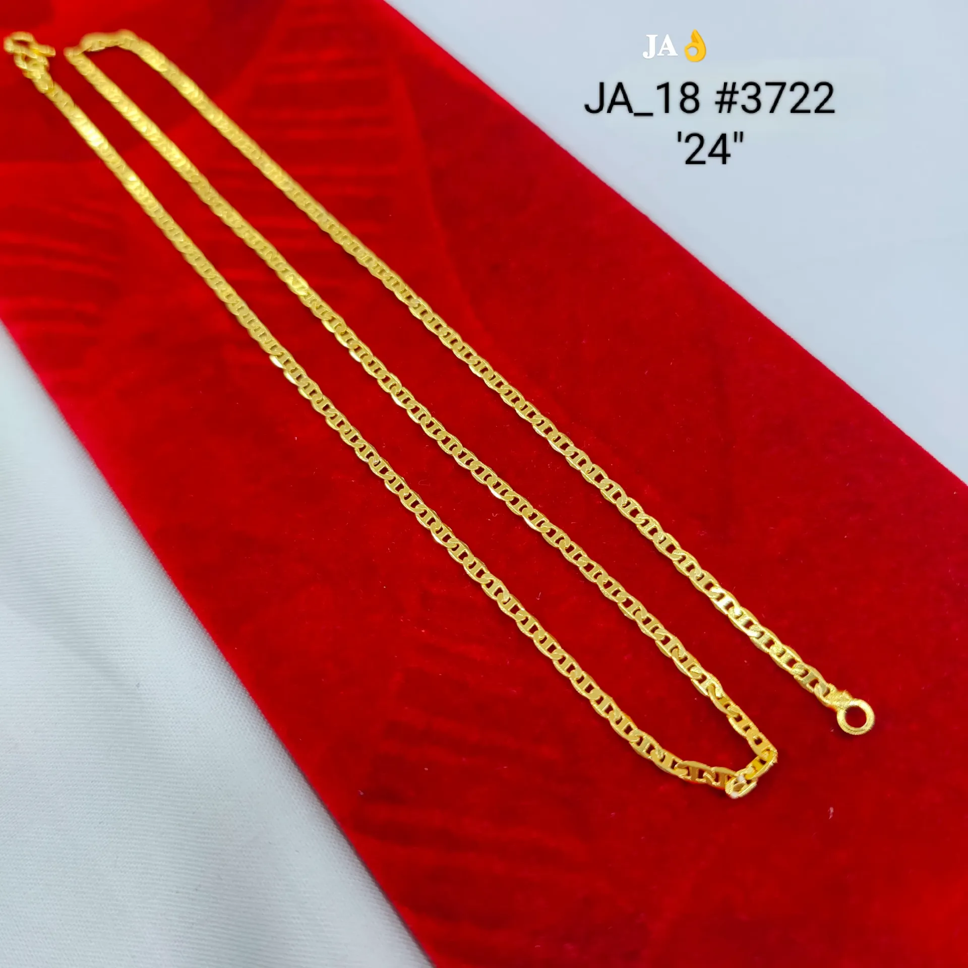 Gold Tone 24 Inch Flat Figaro Link Chain for Women DN-3722
