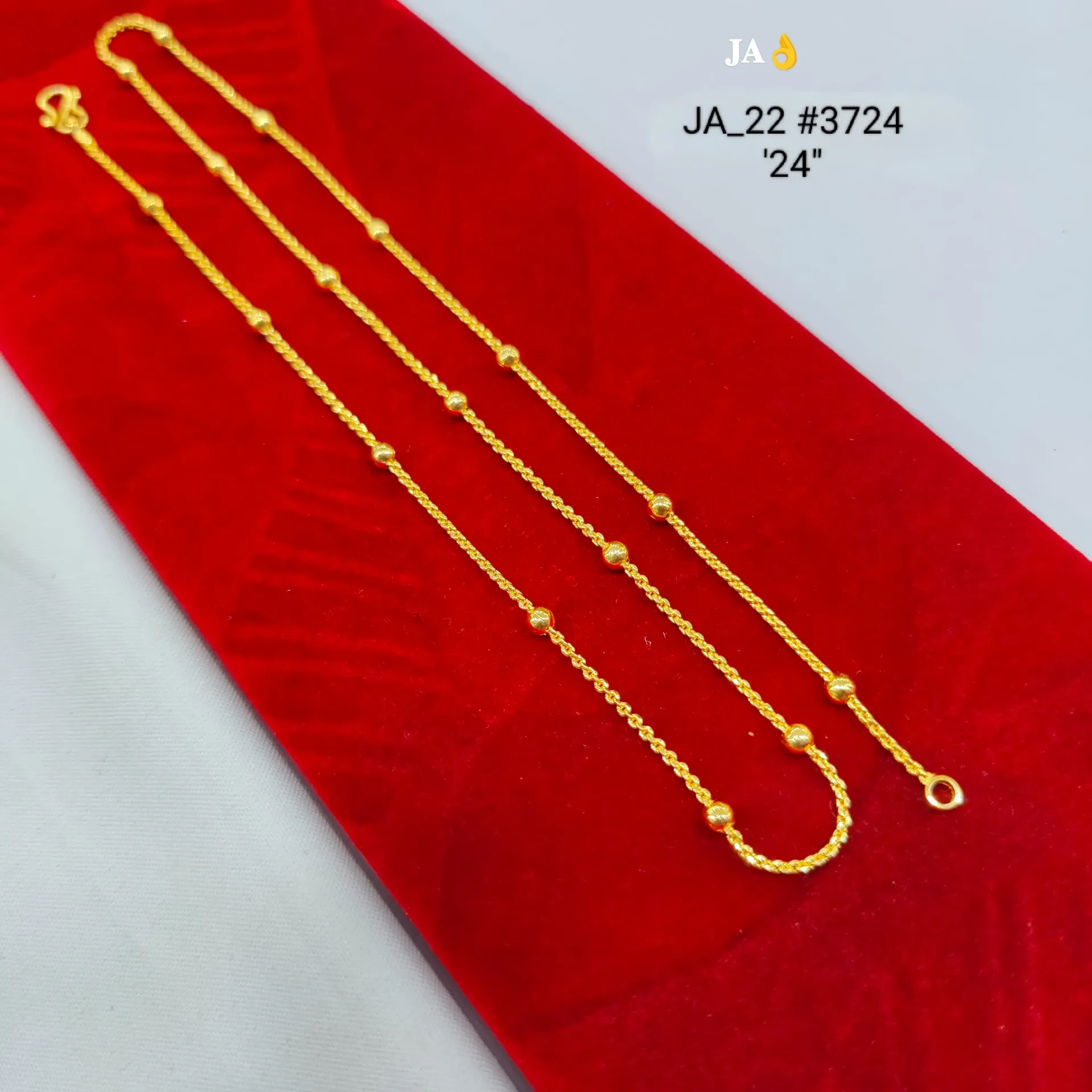 Gold Tone 24 Inch Beaded Station Chain for Women DN-3724
