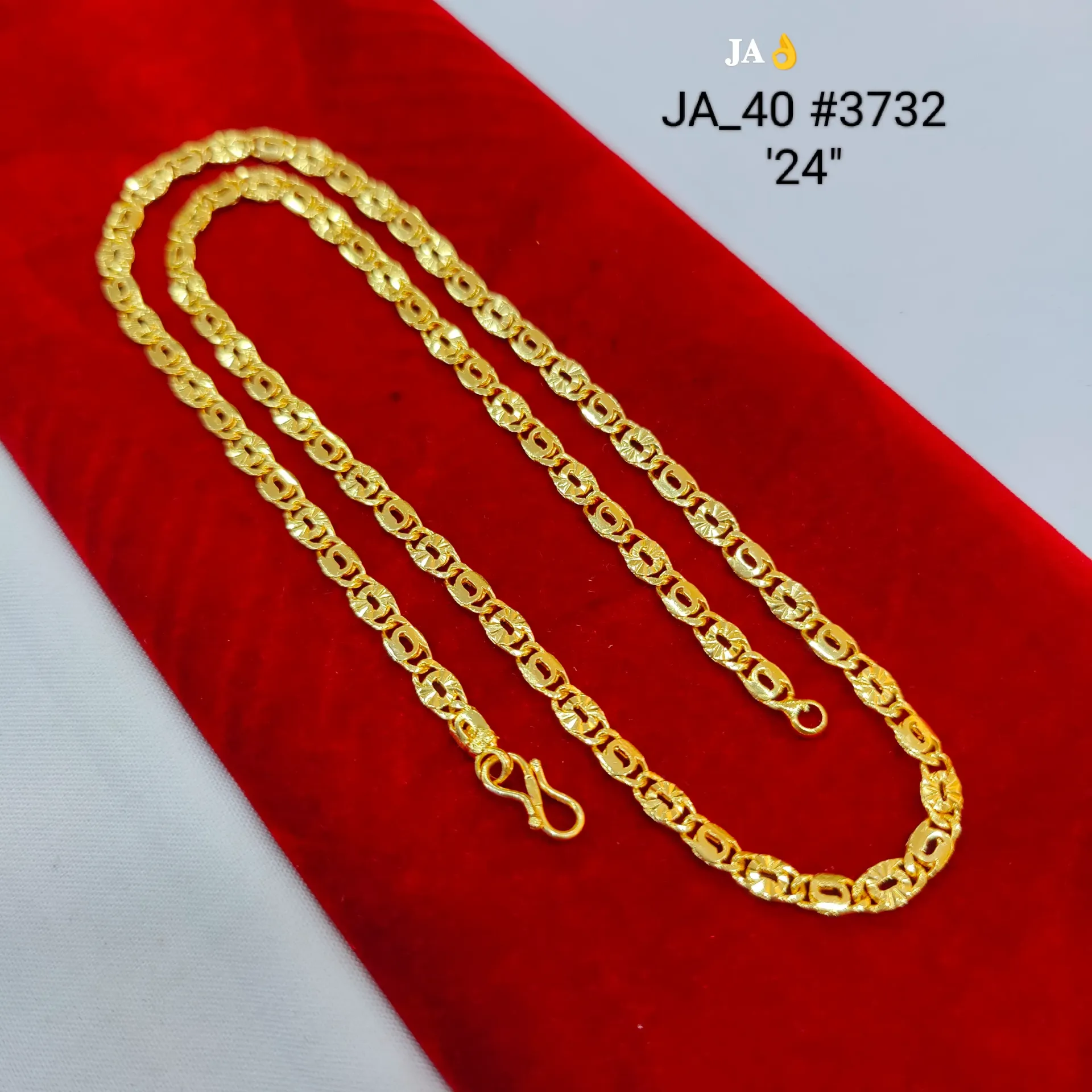 Gold Tone 24 Inch Designer Oval Link Chain for men DN-3732