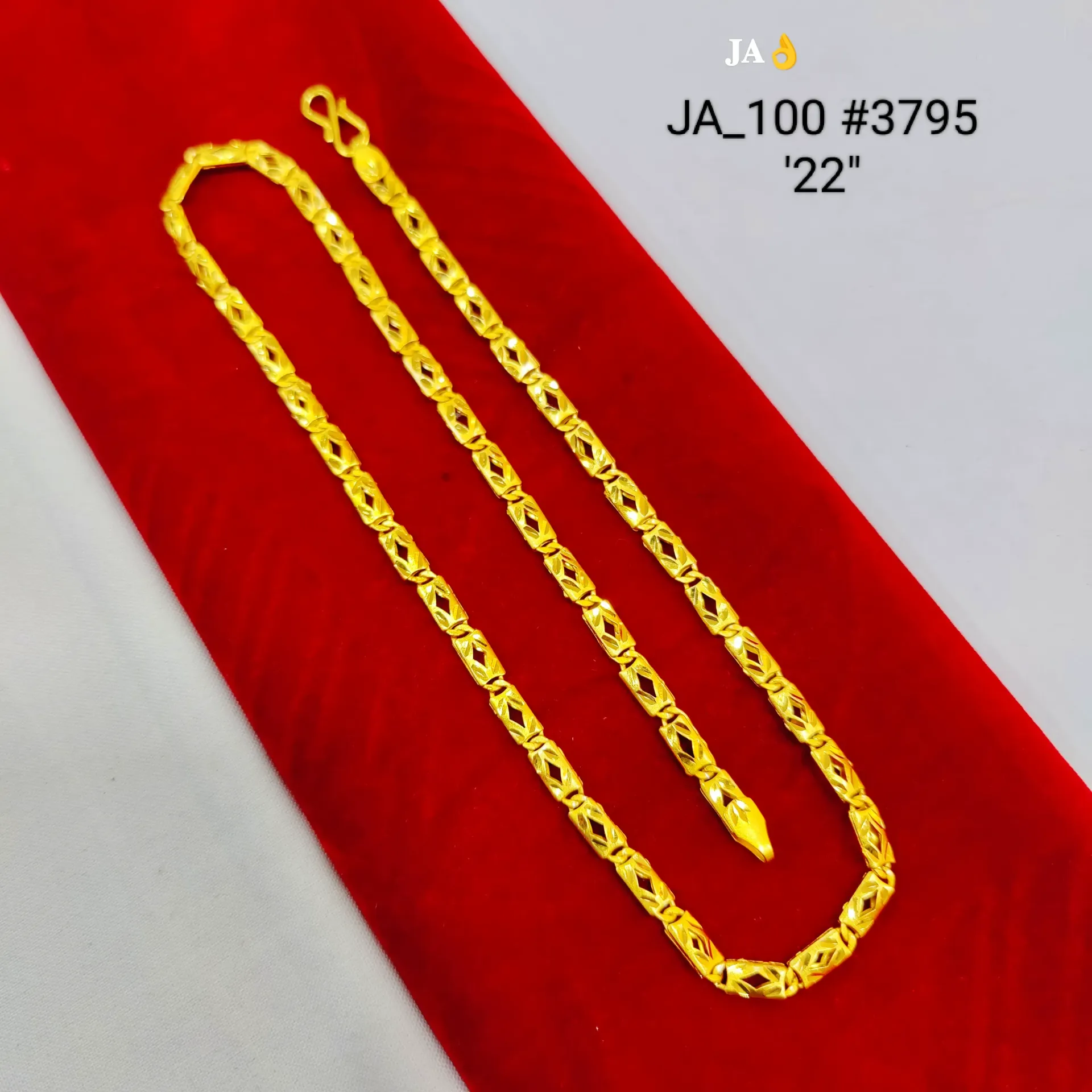 Gold Tone 22 Inch Designer Barrel Link Chain for men  DN-3795