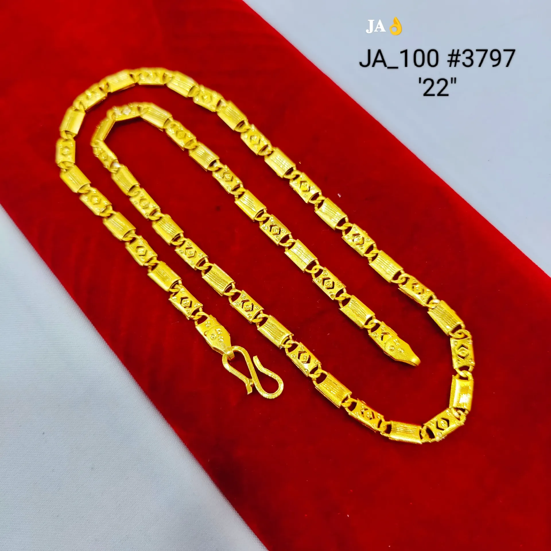 Gold Tone 22 Inch Designer Rectangular  Chain  DN-3797