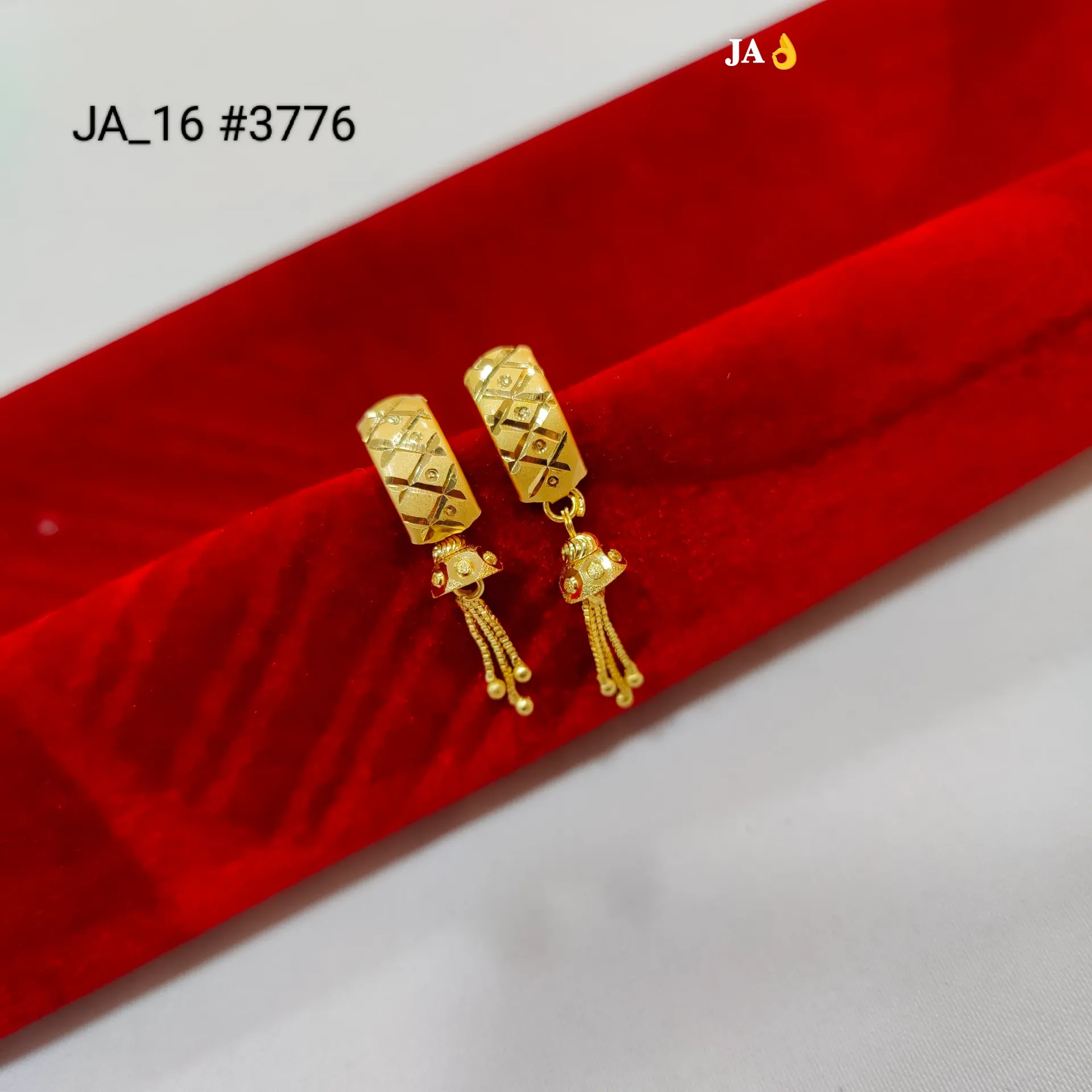 1 Gram Gold Plated Geometric Tassel Hoop Earrings DN-3776