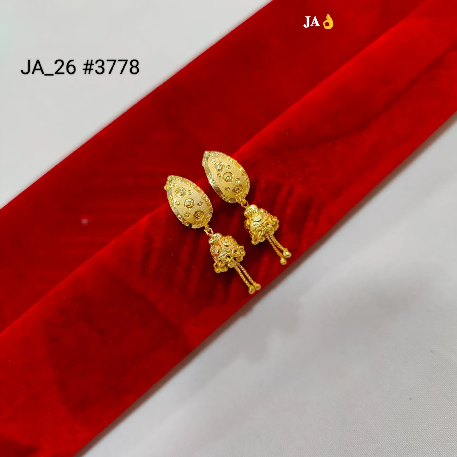 1 Gram Gold Plated Teardrop Jhumka Earrings  DN-3778