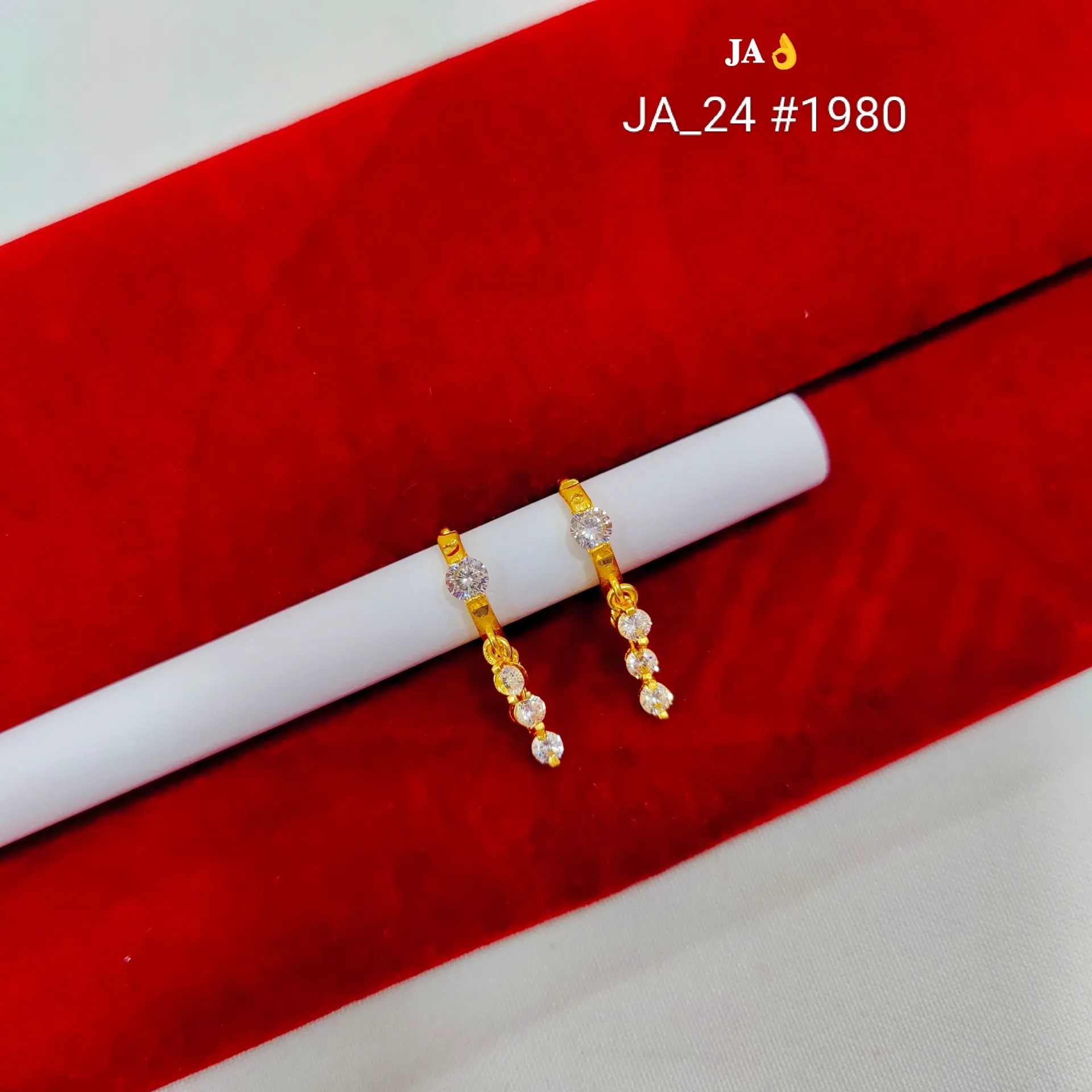 1 Gram Gold Plated Stone Drop Earrings  DN-1980