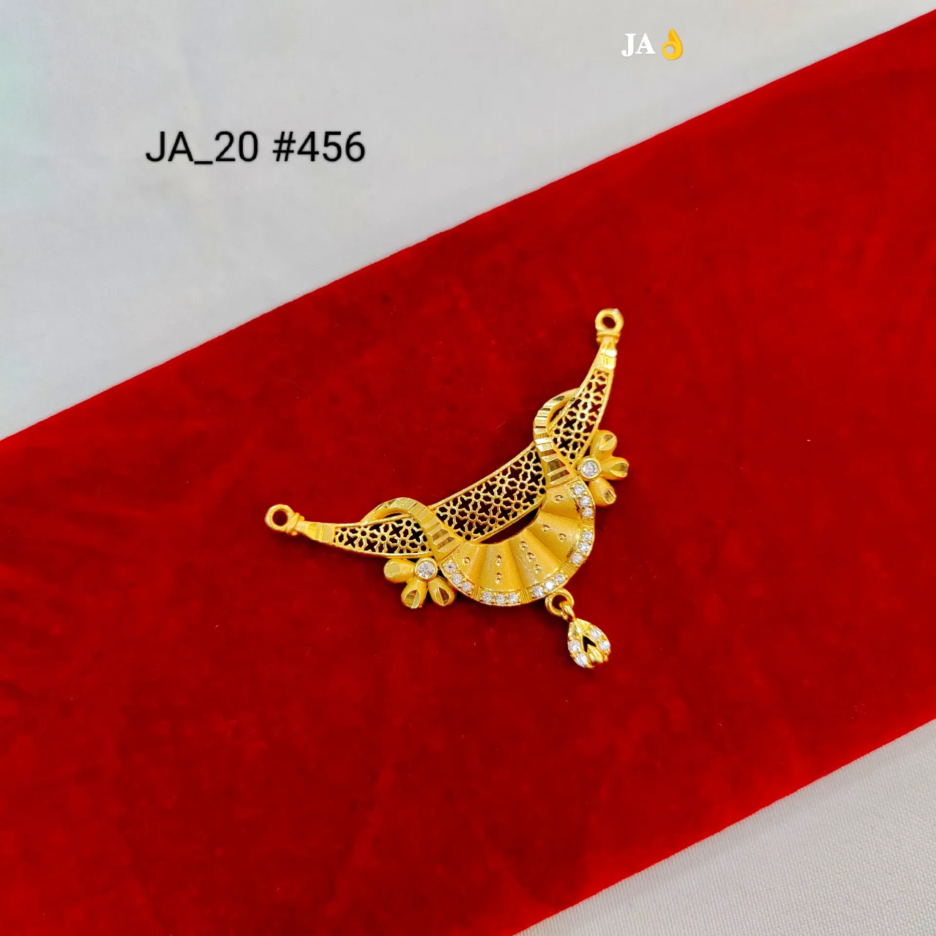 Women's 1 Gram Gold Plated Floral Stone Studded Designer Pendant – DN-456