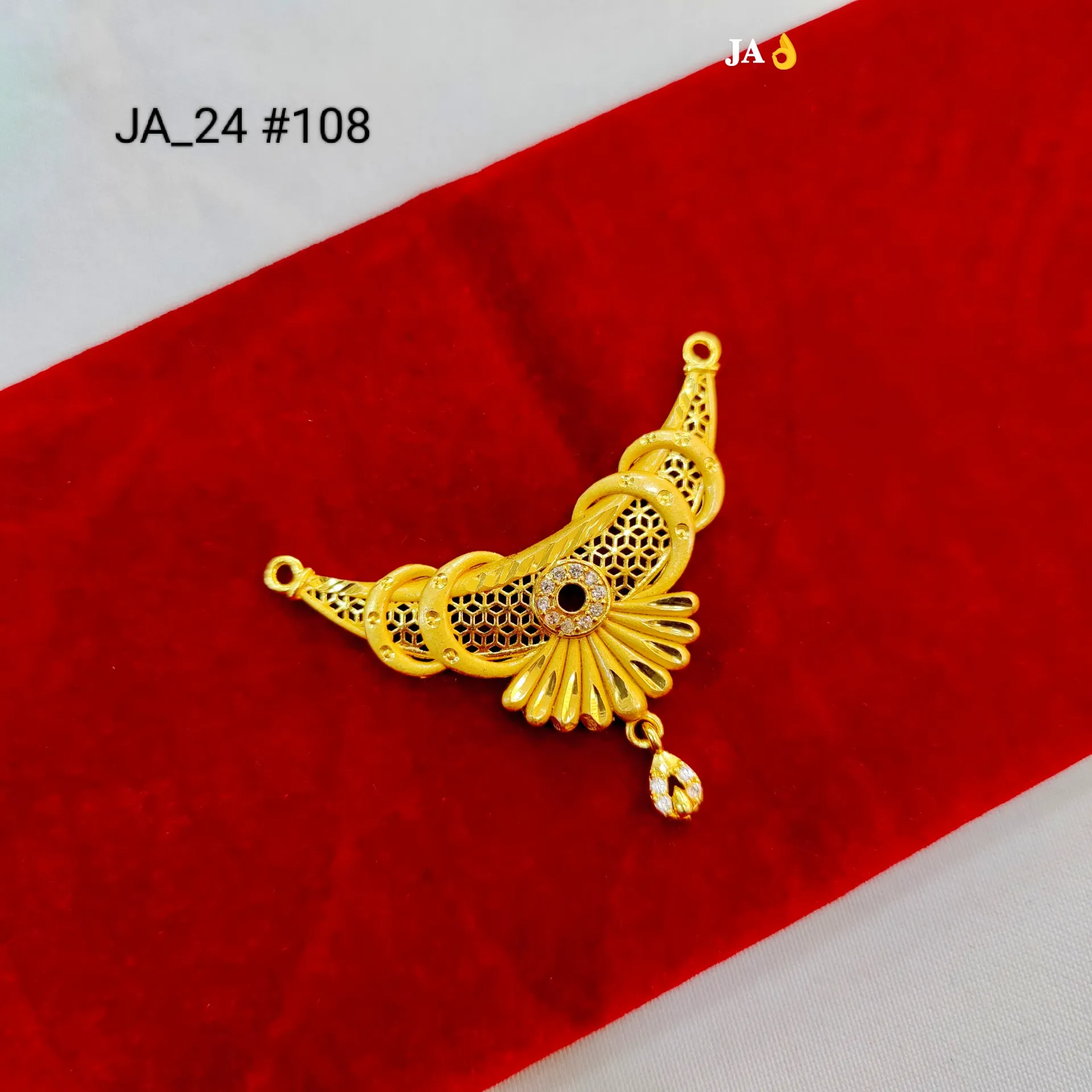Women's 1 Gram Gold Plated Designer Stone Studded Pendant – DN-108