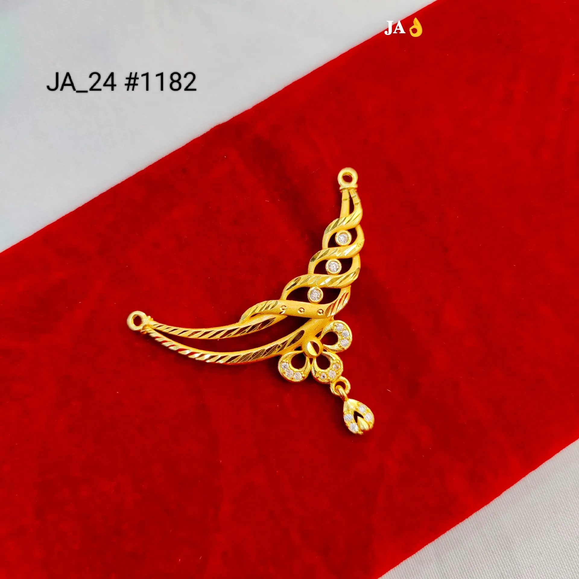 Women's 1 Gram Gold Plated Floral Stone Studded Designer Pendant – DN-1182
