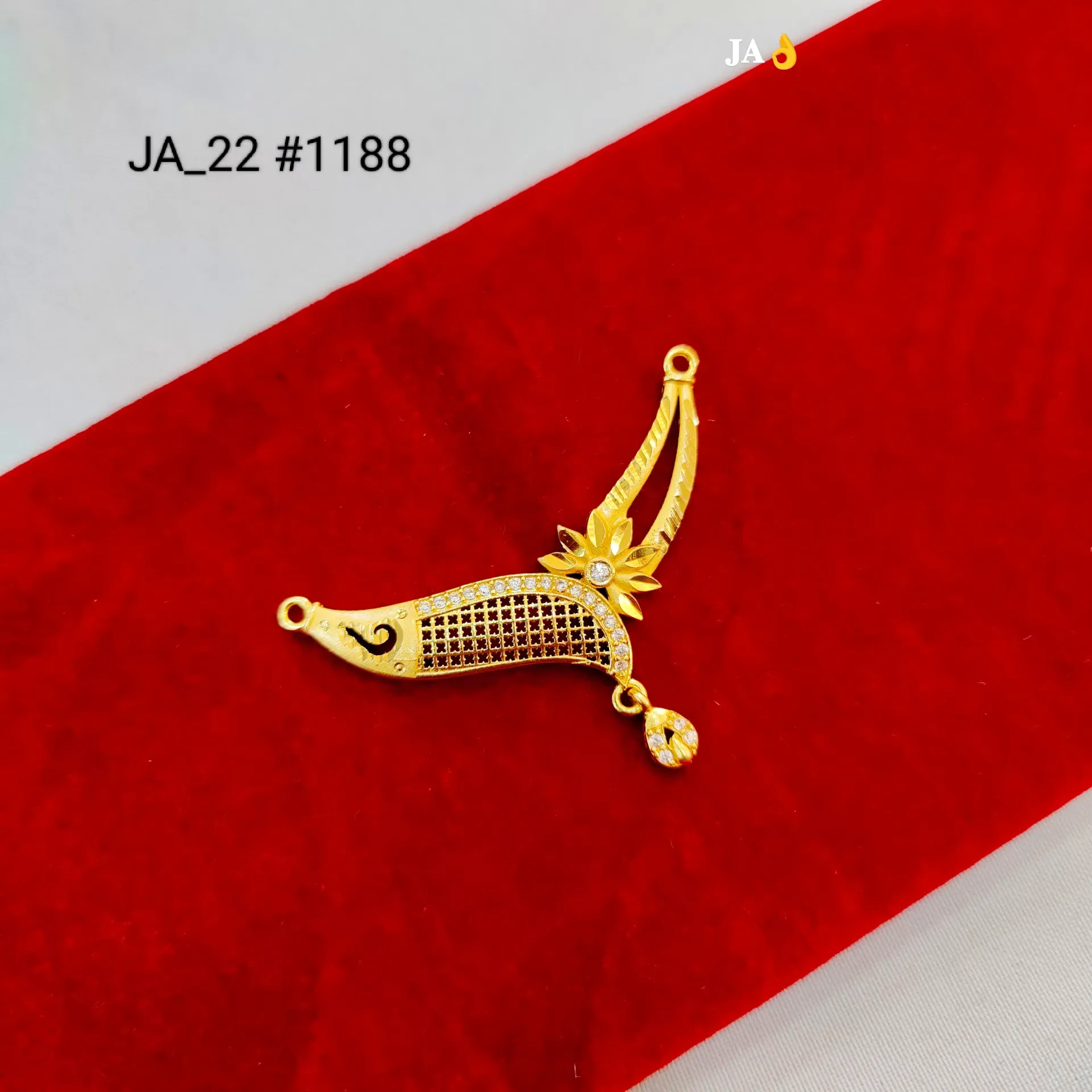 Women's 1 Gram Gold Plated Floral Stone Studded Designer Pendant – DN-1188