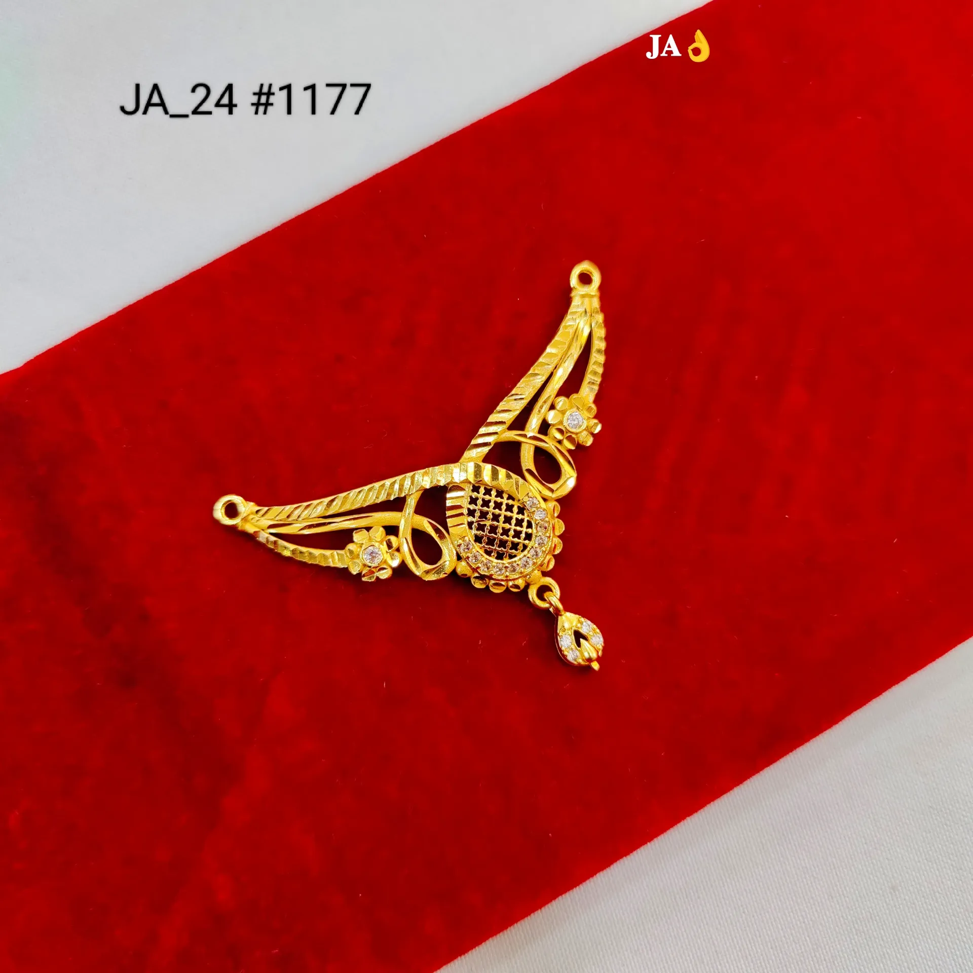Women's 1 Gram Gold Plated Floral Mesh Stone Studded Designer Pendant – DN-1177