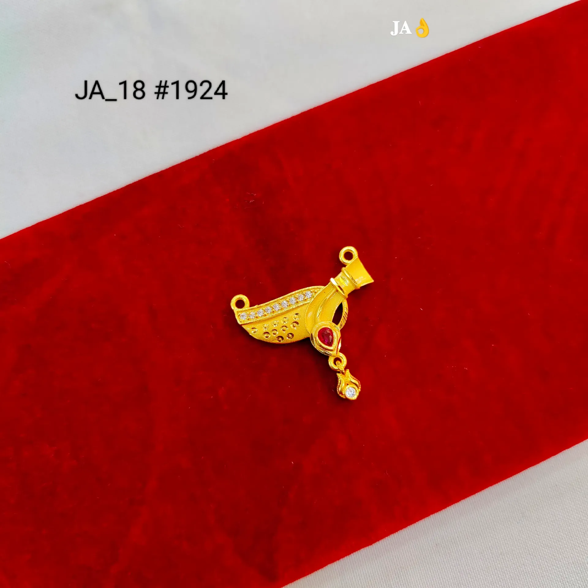 Women's 1 Gram Gold Plated Red Stone Designer Pendant – DN-1924
