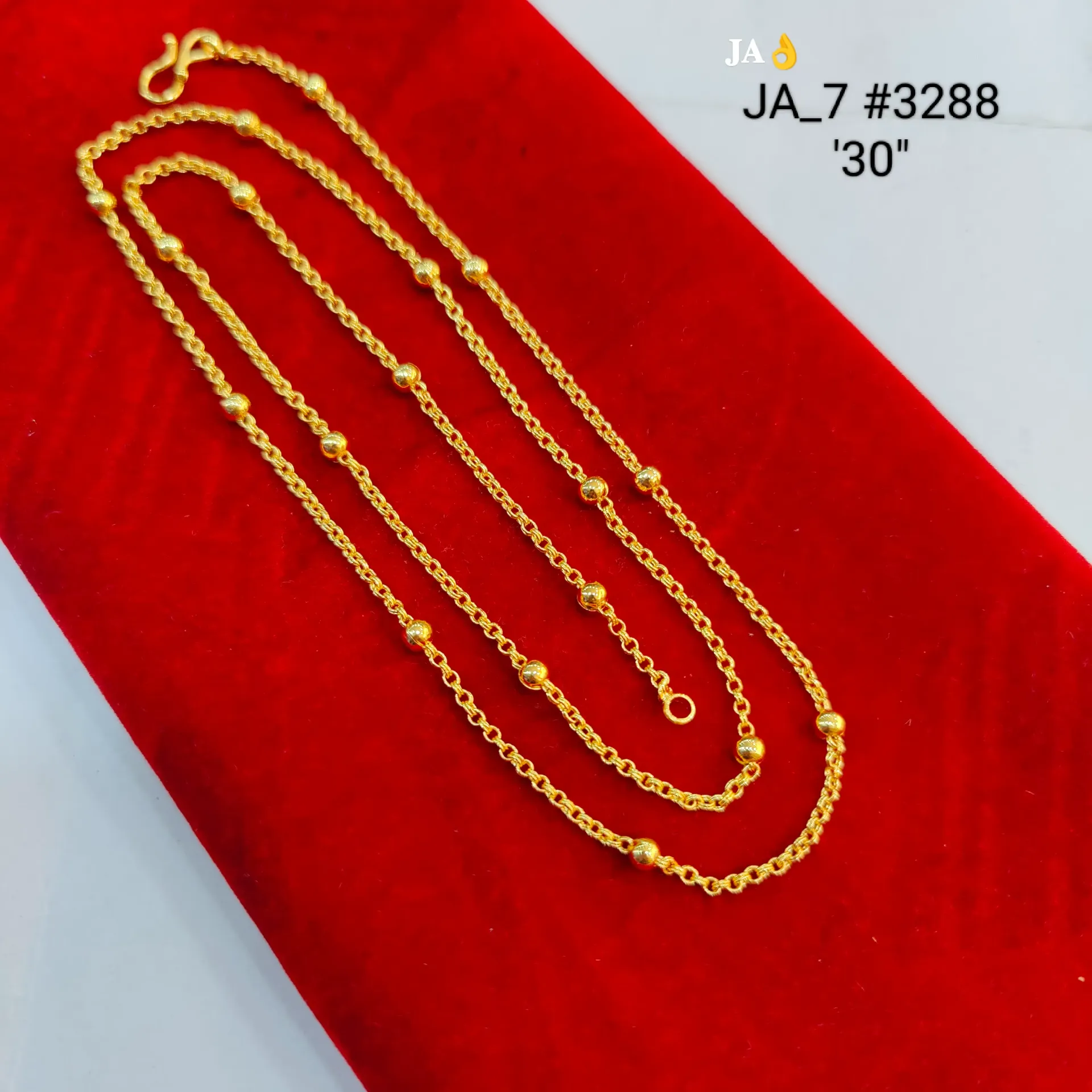 Women's 1 Gram Gold Plated Designer Ball Chain Necklace (30 Inch) – DN-3288