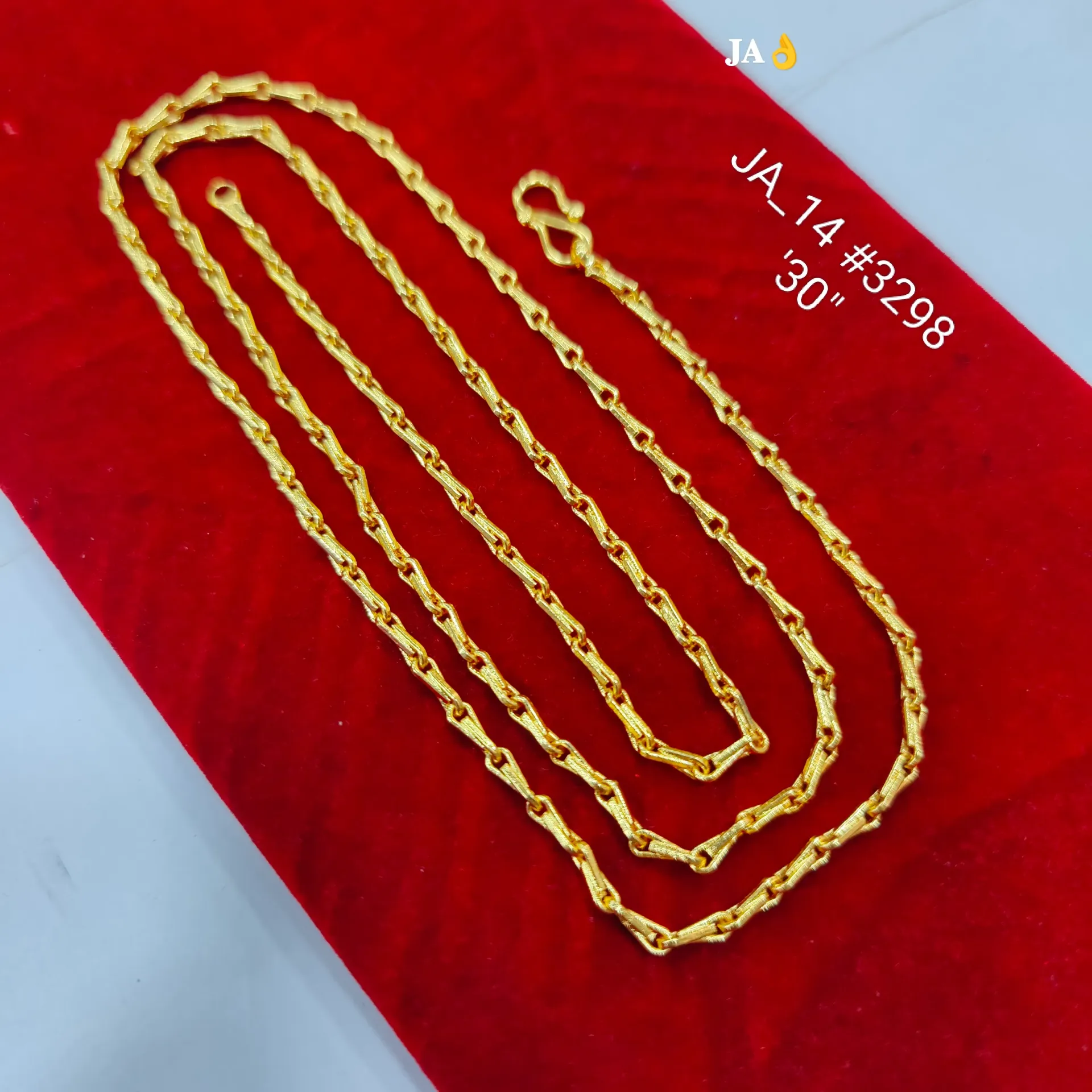 Women's 1 Gram Gold Plated Designer Textured Link Chain  (30 Inch) – DN-3298