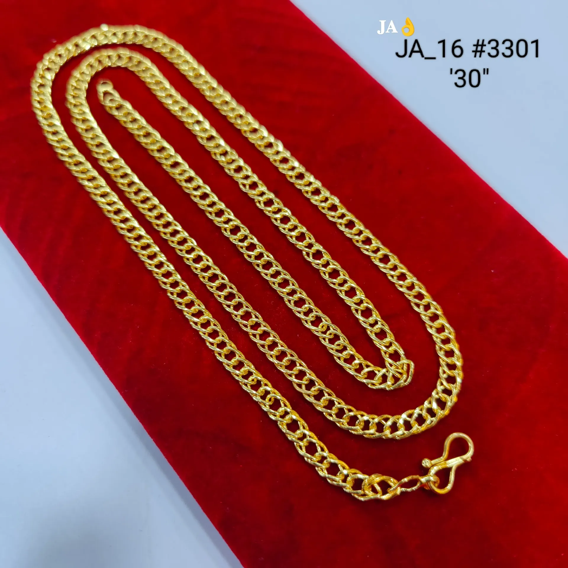Women's 1 Gram Gold Plated Classic Flat Link Chain  (30 Inch) – DN-3301