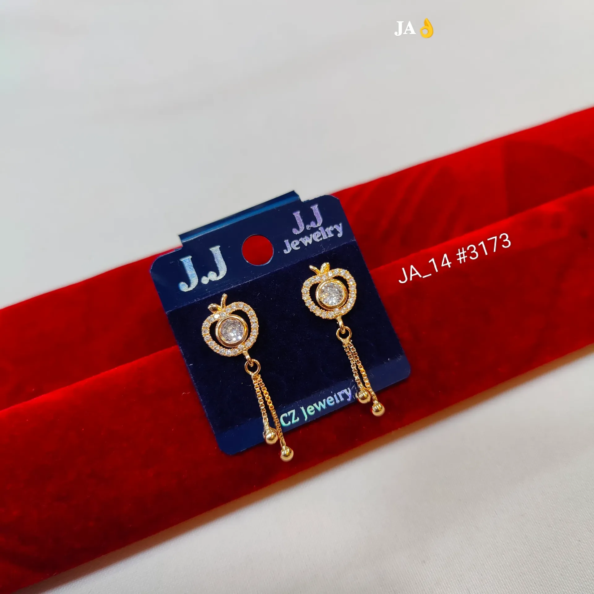 Apple CZ Tassel Drop Earrings  DN-3173