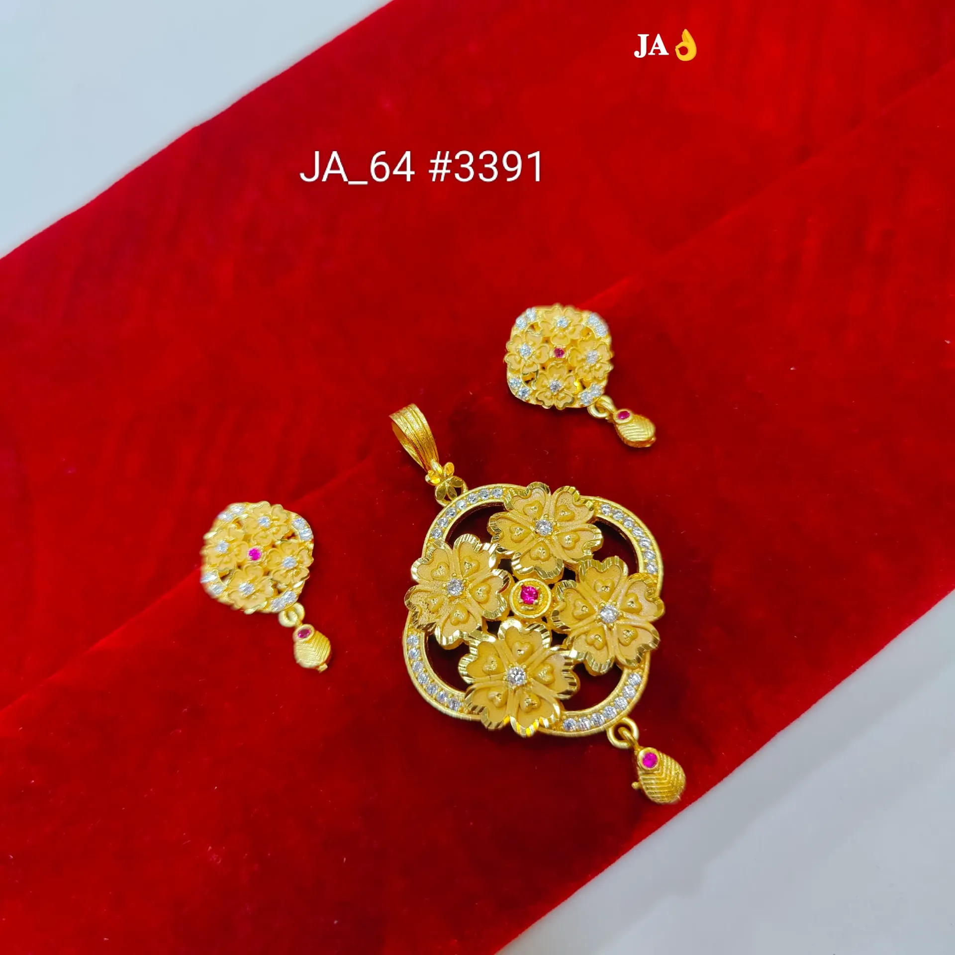1 Gram Gold Plated Pendant Set DN-3391