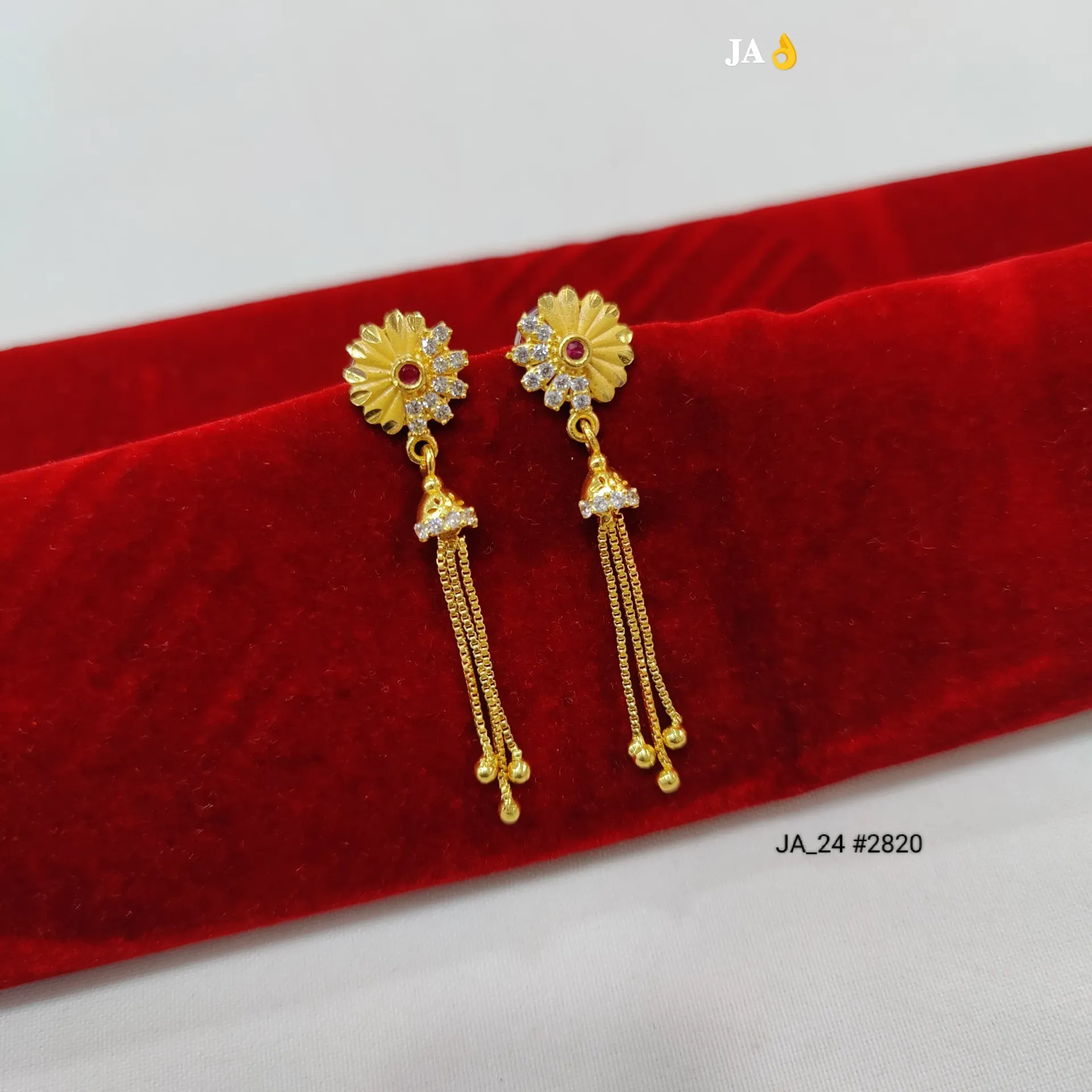 Gold Floral Tassel Drop Earrings DN-2820