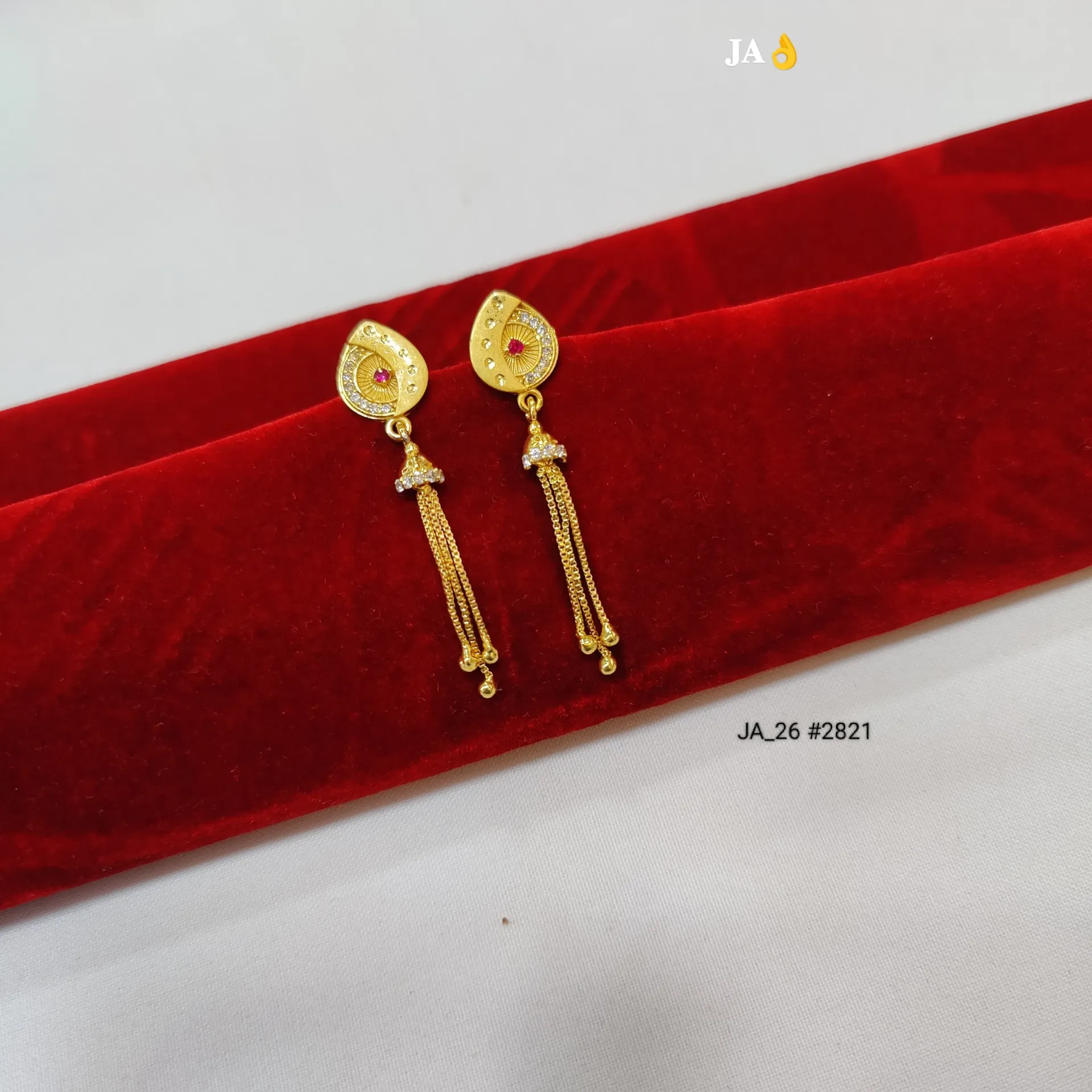 Gold Teardrop Tassel Drop Earrings DN-2821