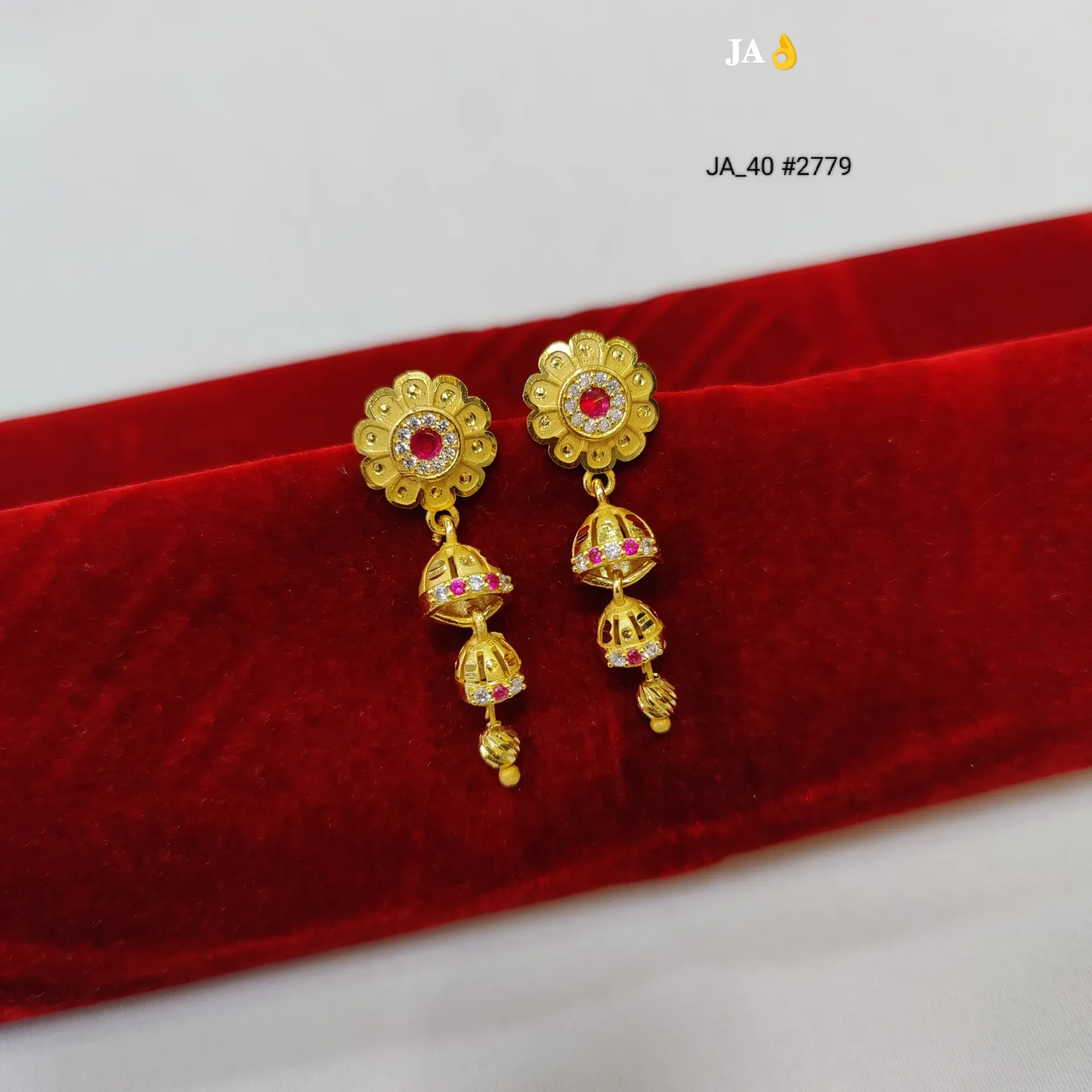 Gold Floral Jhumki Drop Earrings DN-2779