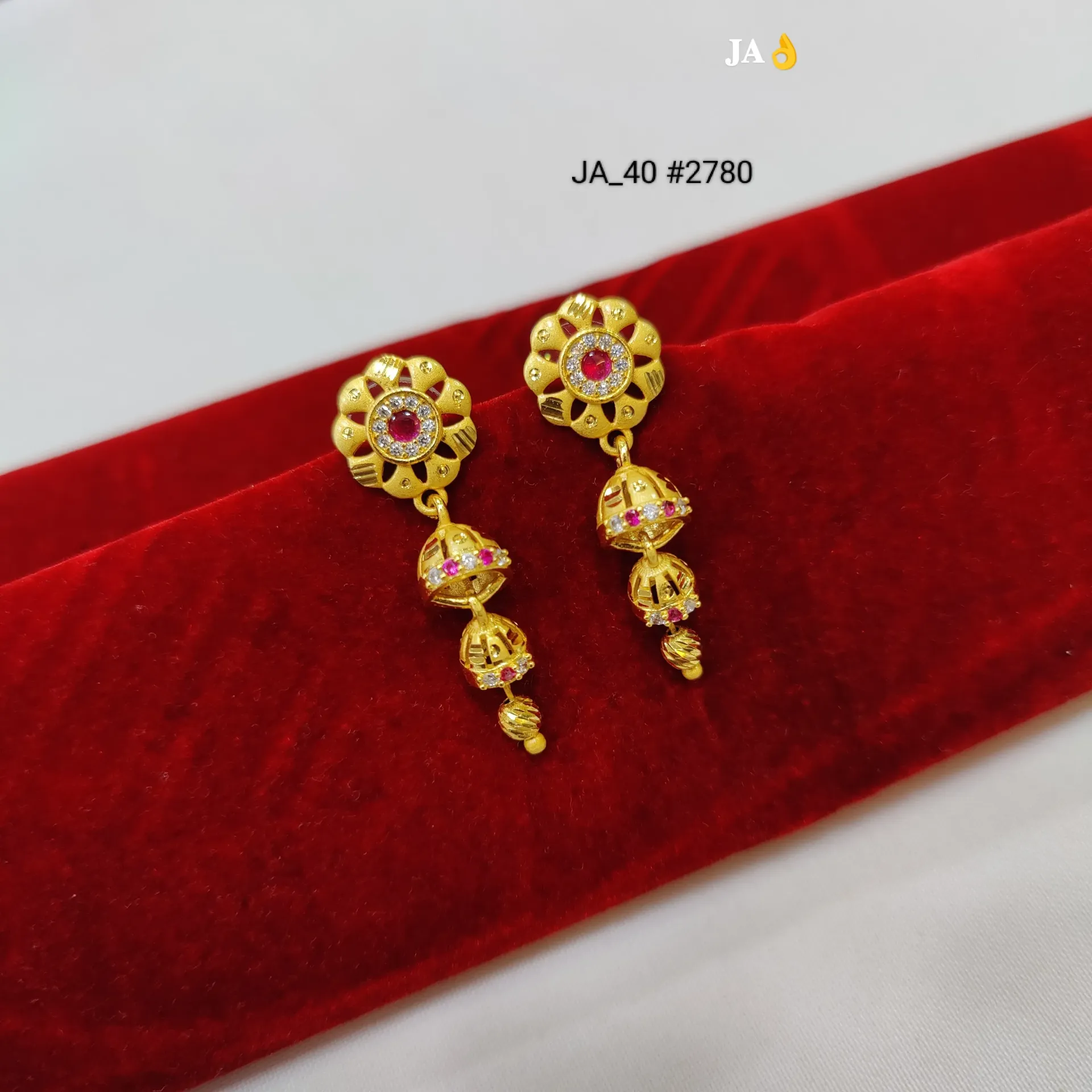 Gold Floral Jhumki Drop Earrings DN-2780