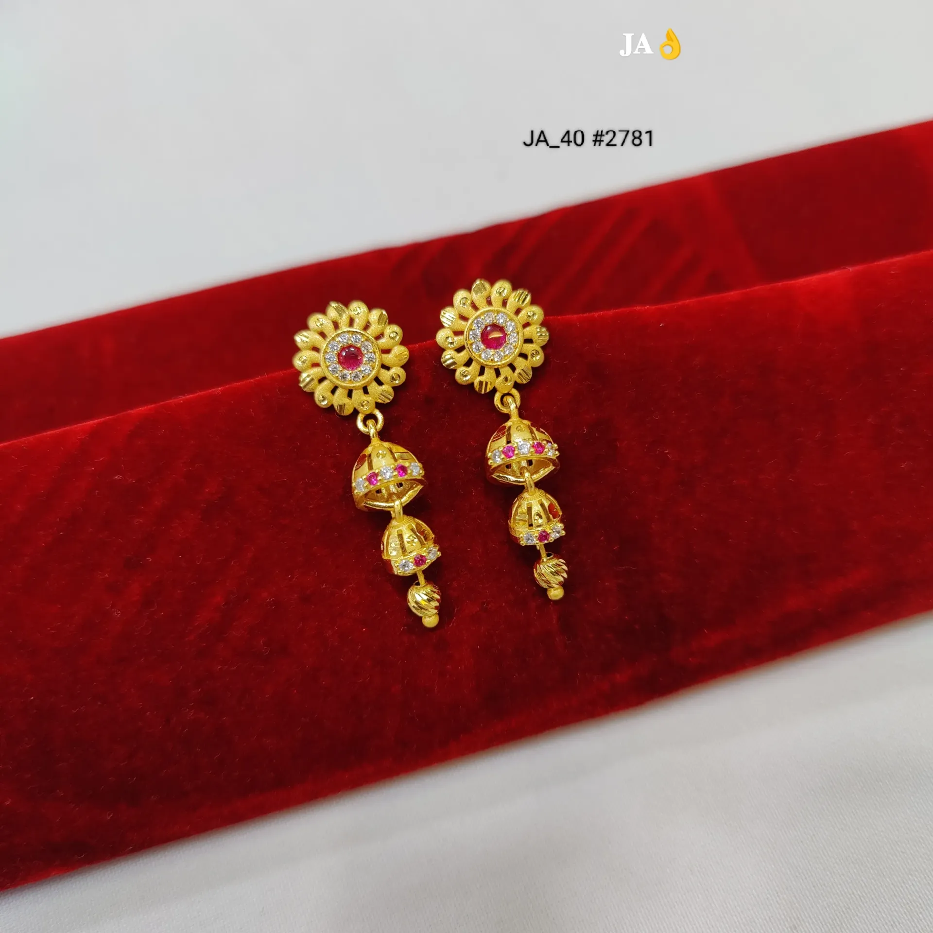Gold Sunflower Jhumki Drop Earrings DN-2781