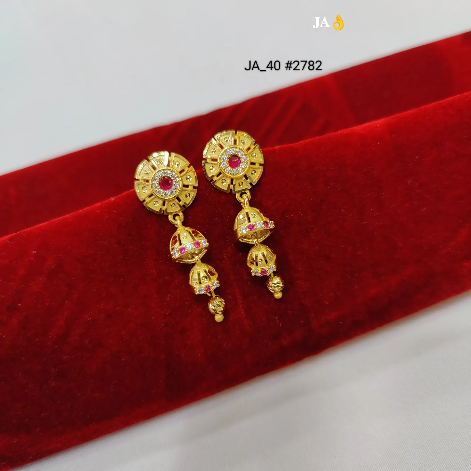 Gold Traditional Floral Jhumki Drop Earrings DN-2782