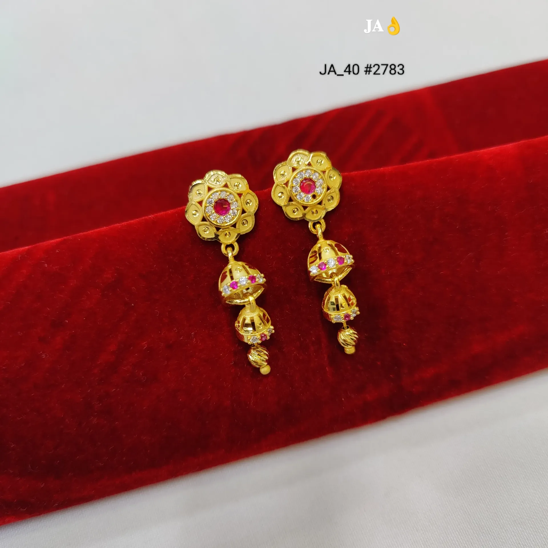 Gold Floral Double Jhumki Drop Earrings DN-2783